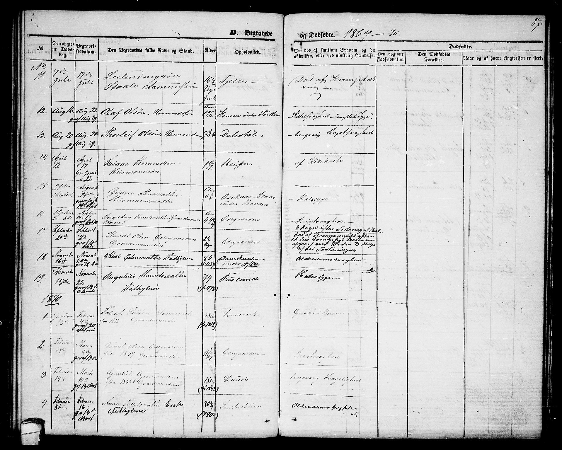 Lårdal kirkebøker, AV/SAKO-A-284/G/Gc/L0002: Parish register (copy) no. III 2, 1852-1877, p. 87