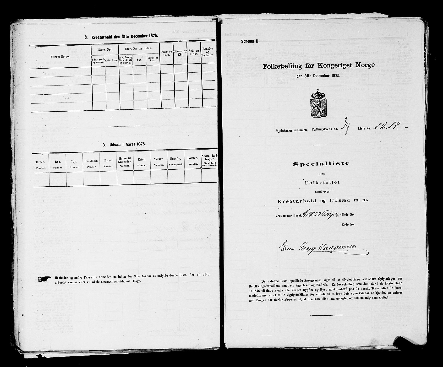 SAKO, 1875 census for 0602 Drammen, 1875, p. 3360