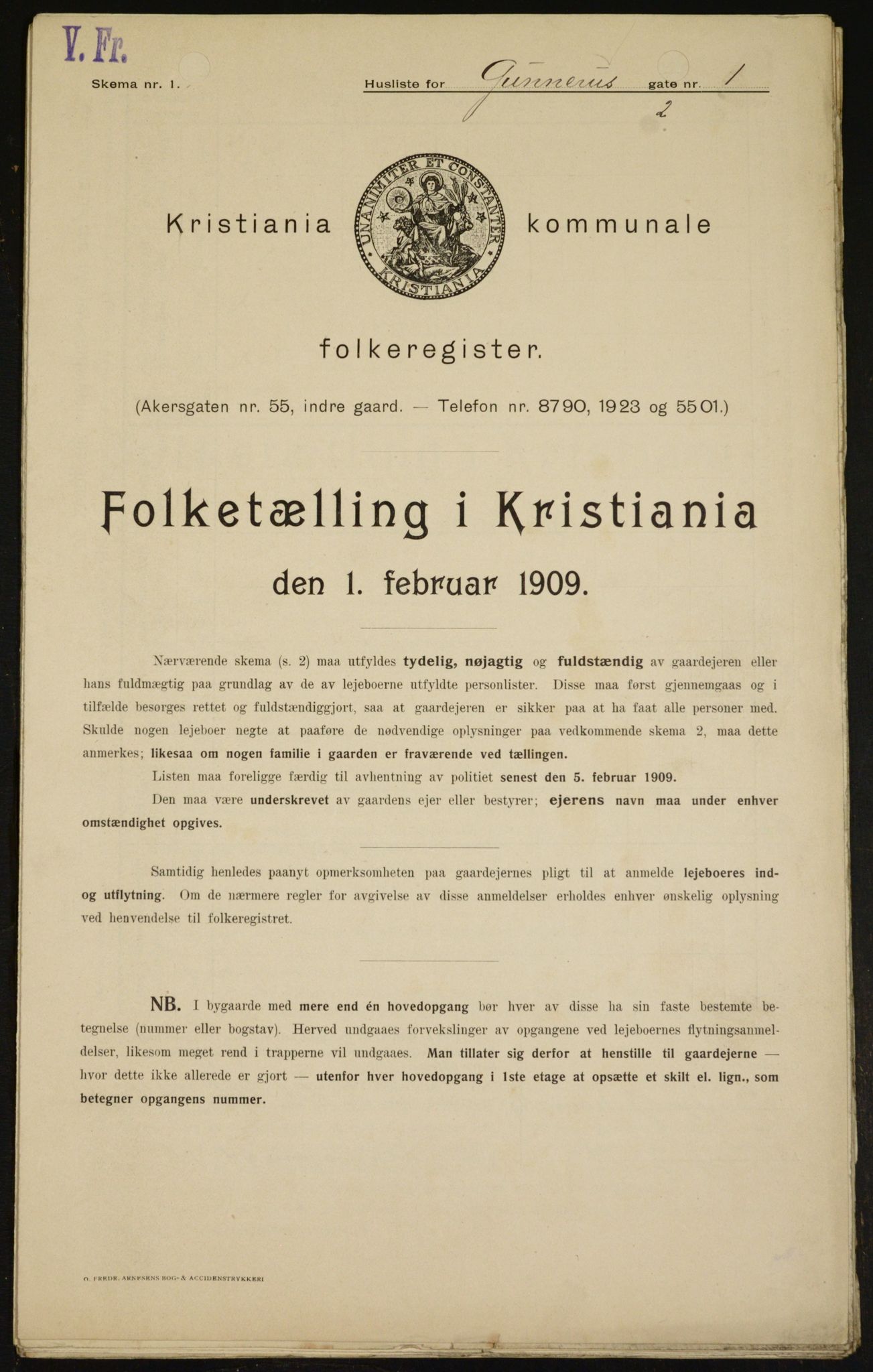 OBA, Municipal Census 1909 for Kristiania, 1909, p. 4635