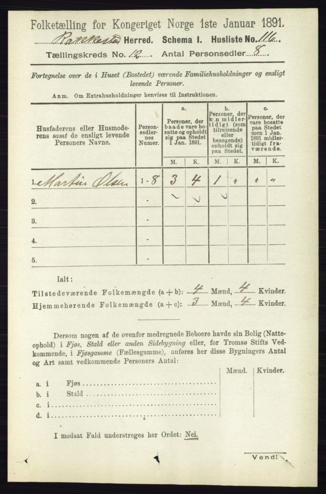 RA, 1891 census for 0128 Rakkestad, 1891, p. 5688