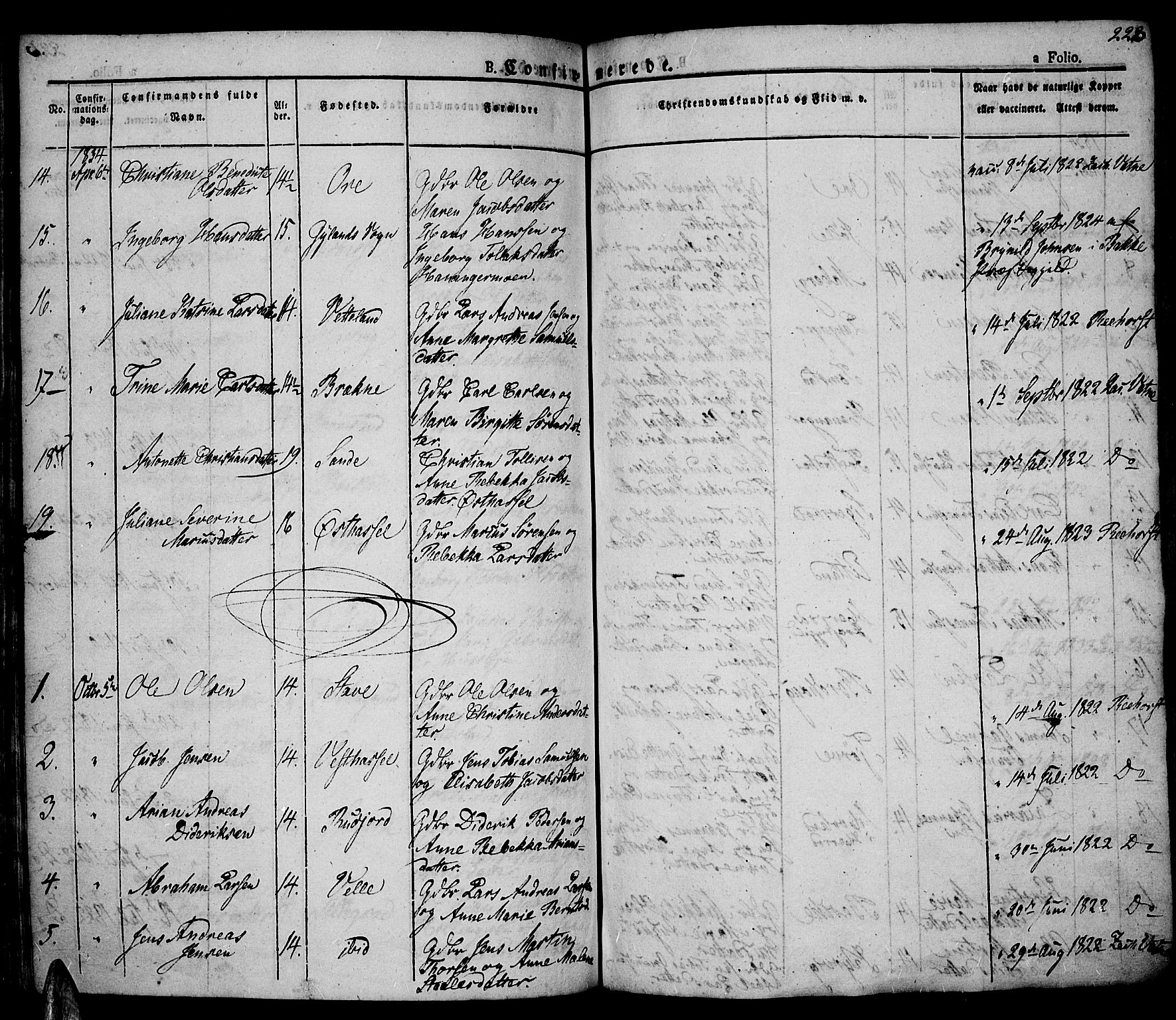 Lista sokneprestkontor, AV/SAK-1111-0027/F/Fa/L0008: Parish register (official) no. A 8, 1823-1835, p. 223