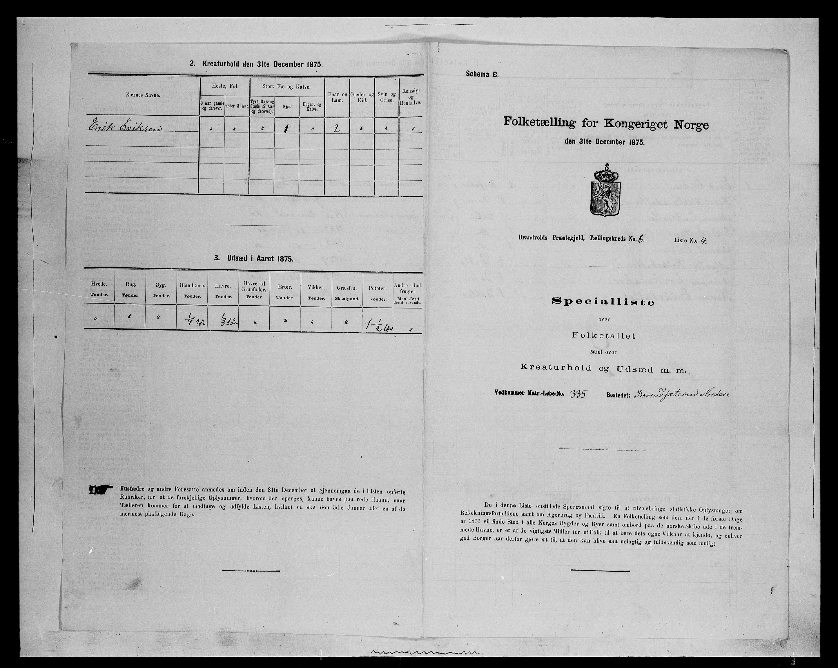 SAH, 1875 census for 0422P Brandval, 1875, p. 1018