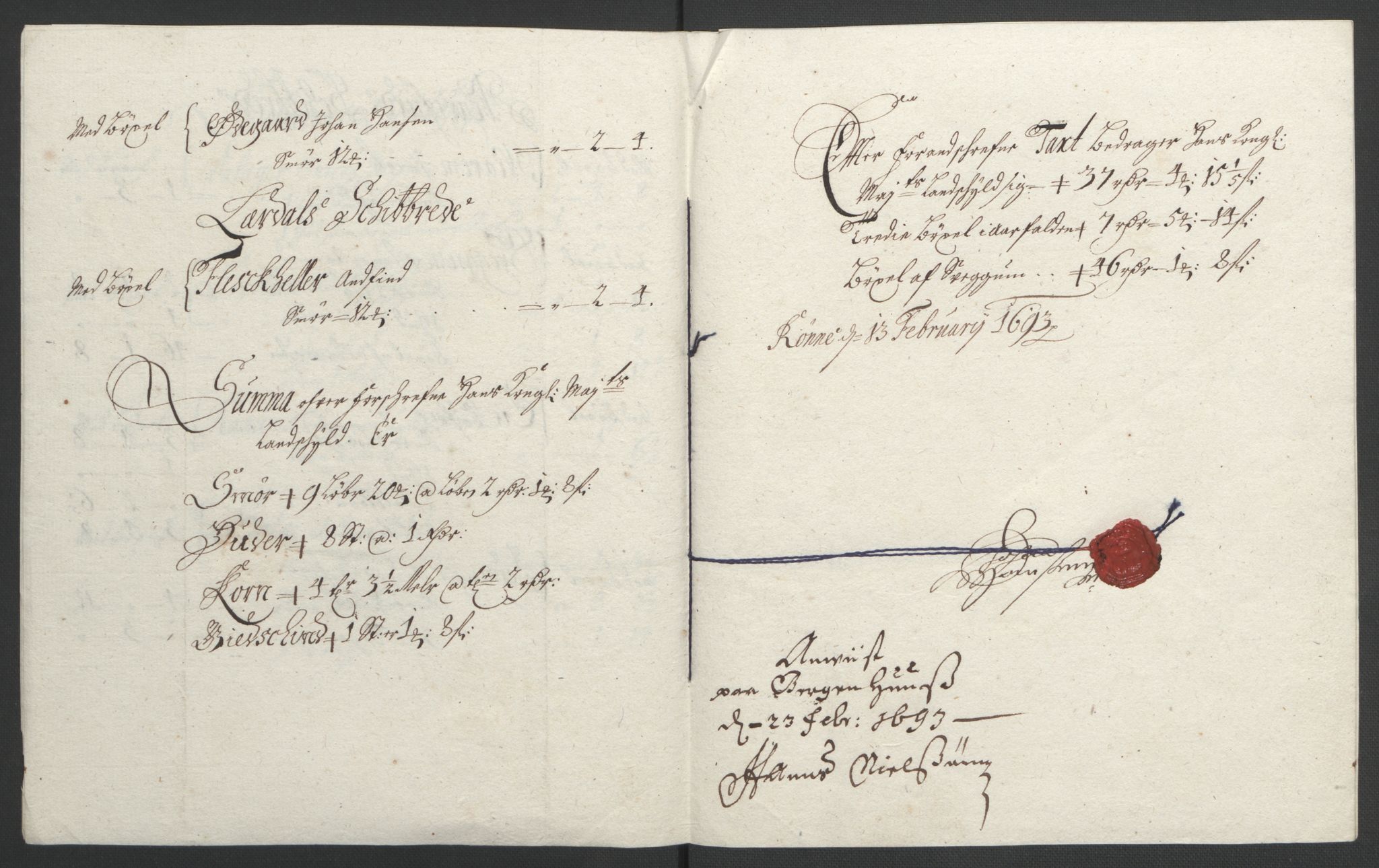 Rentekammeret inntil 1814, Reviderte regnskaper, Fogderegnskap, AV/RA-EA-4092/R52/L3306: Fogderegnskap Sogn, 1691-1692, p. 222