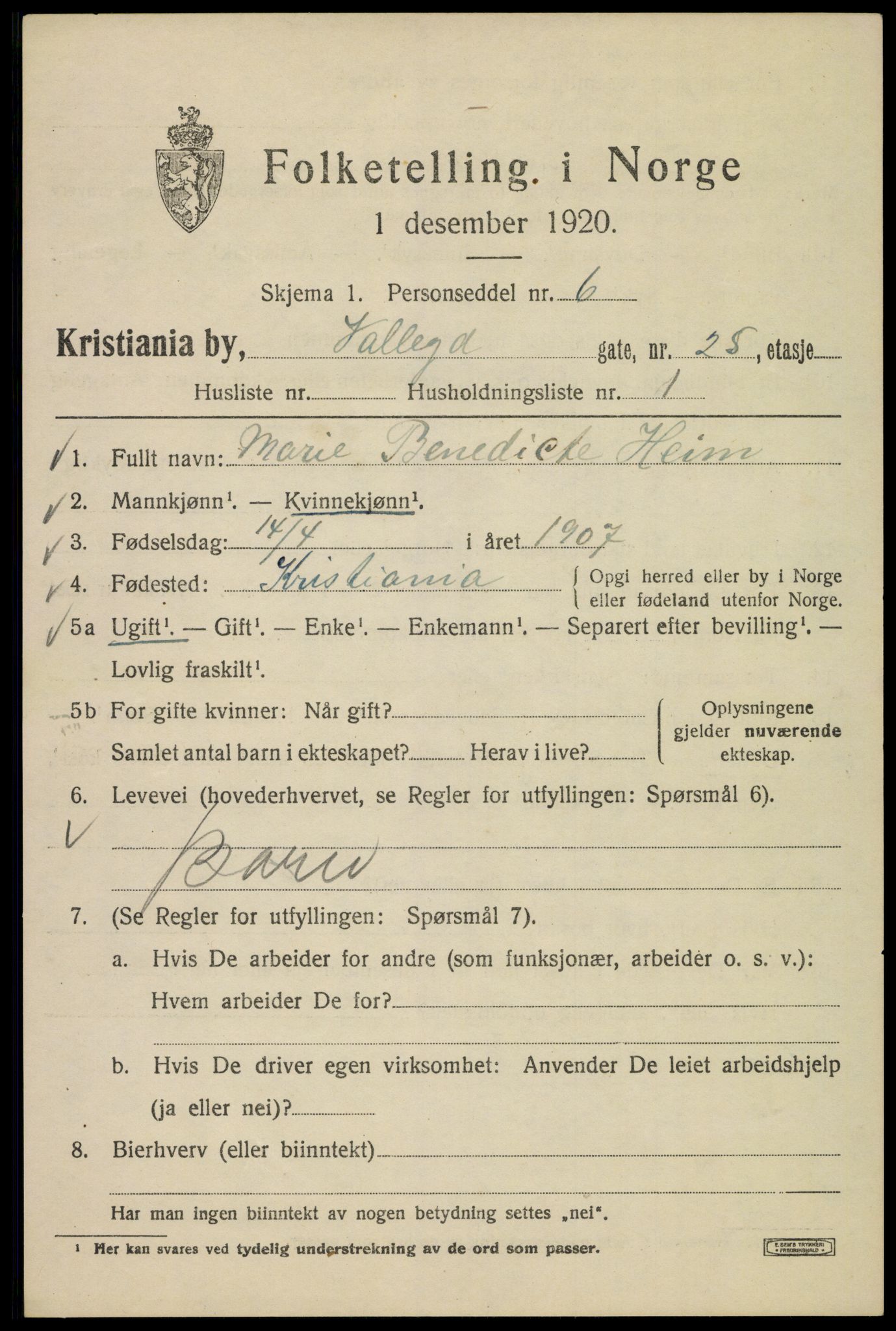 SAO, 1920 census for Kristiania, 1920, p. 628971