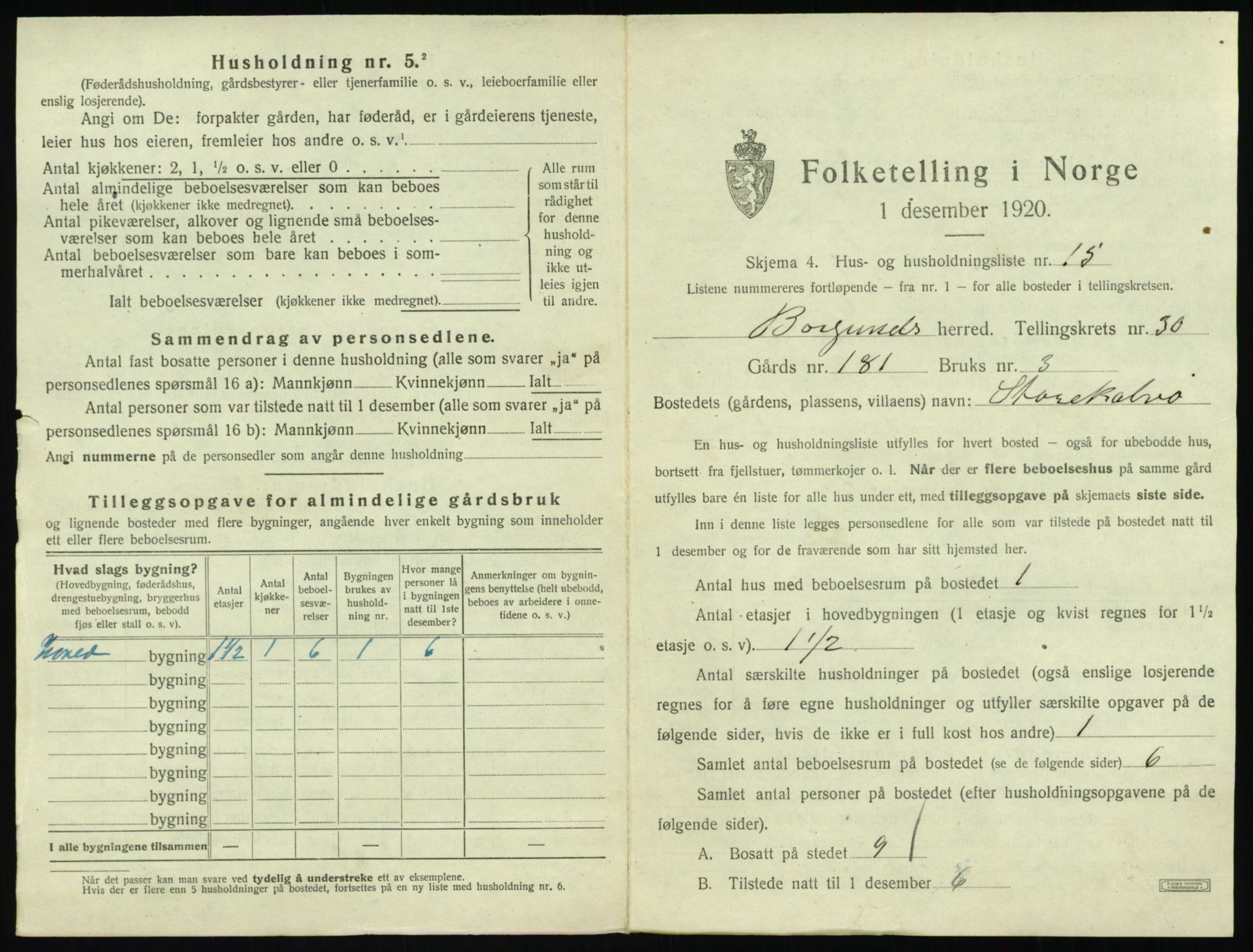 SAT, 1920 census for Borgund, 1920, p. 2402