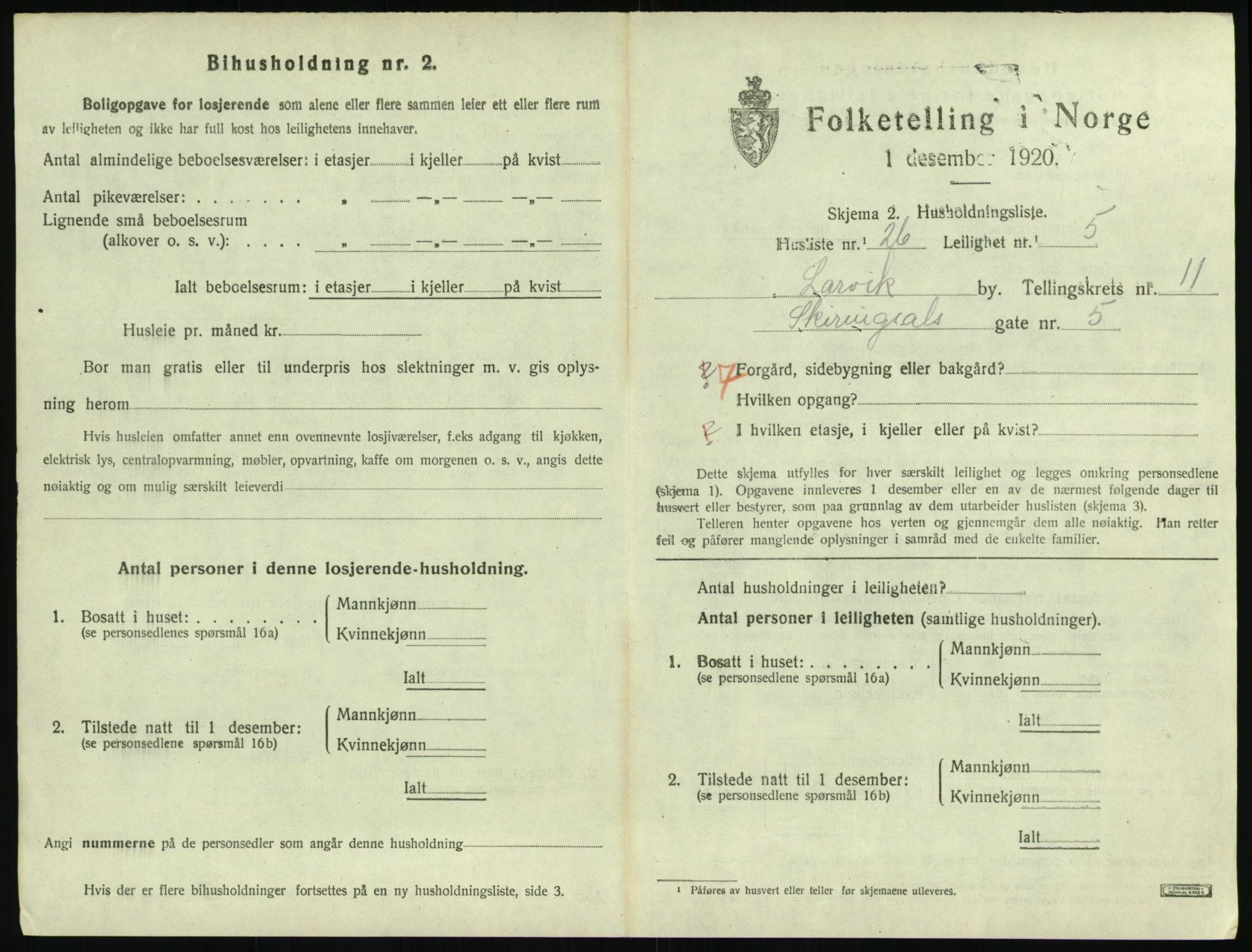 SAKO, 1920 census for Larvik, 1920, p. 7982