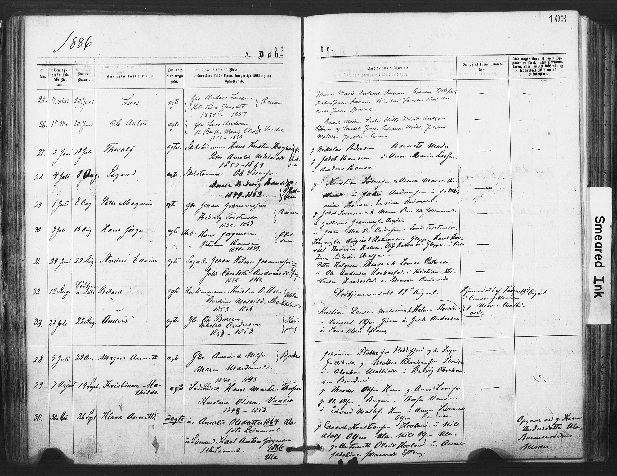 Tjølling kirkebøker, AV/SAKO-A-60/F/Fa/L0008: Parish register (official) no. 8, 1877-1886, p. 103