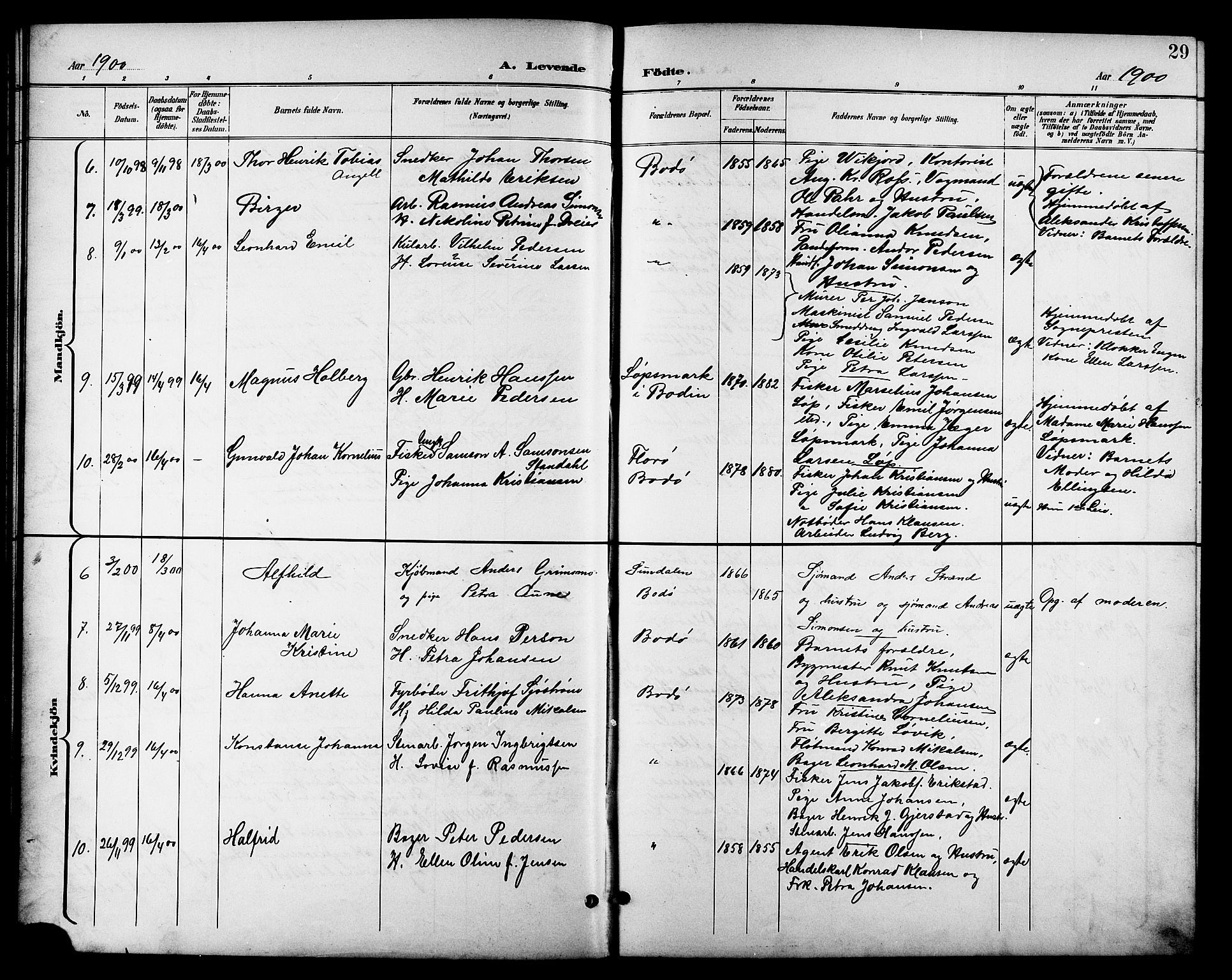 Ministerialprotokoller, klokkerbøker og fødselsregistre - Nordland, SAT/A-1459/801/L0033: Parish register (copy) no. 801C08, 1898-1910, p. 29
