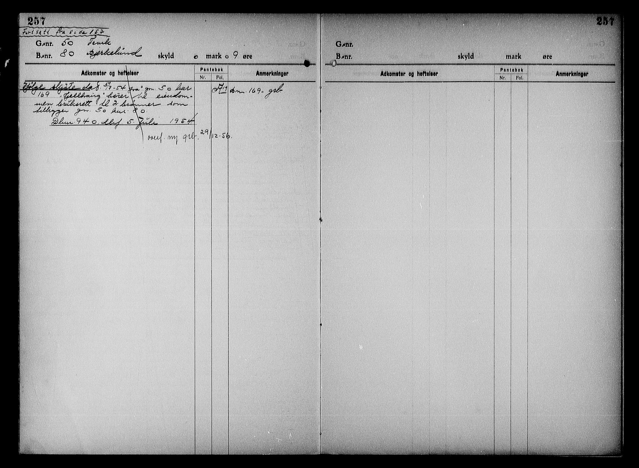 Vestre Nedenes/Sand sorenskriveri, SAK/1221-0010/G/Ga/L0023: Mortgage register no. 16, 1923-1957, p. 257