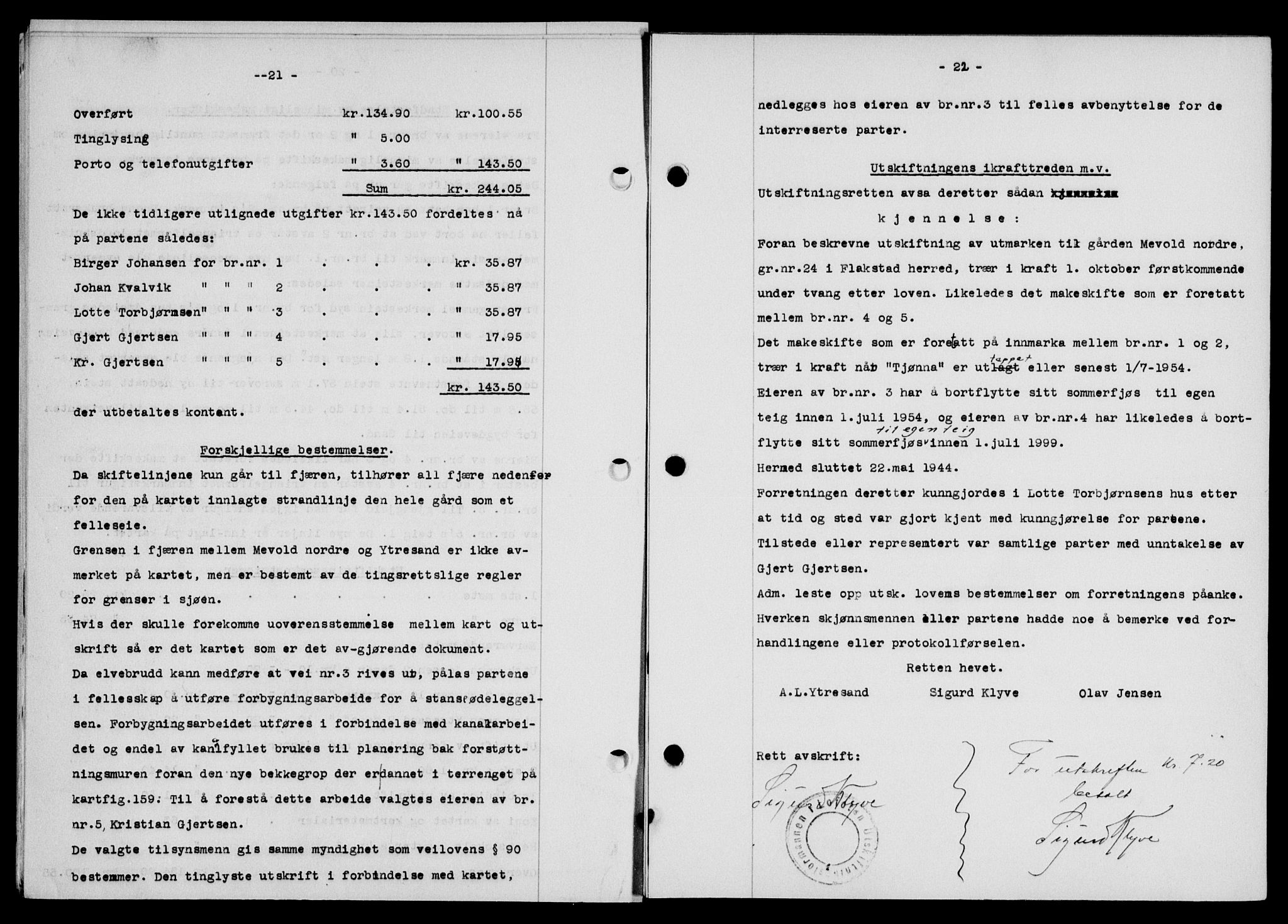 Lofoten sorenskriveri, SAT/A-0017/1/2/2C/L0013a: Mortgage book no. 13a, 1944-1946, Diary no: : 1353/1944