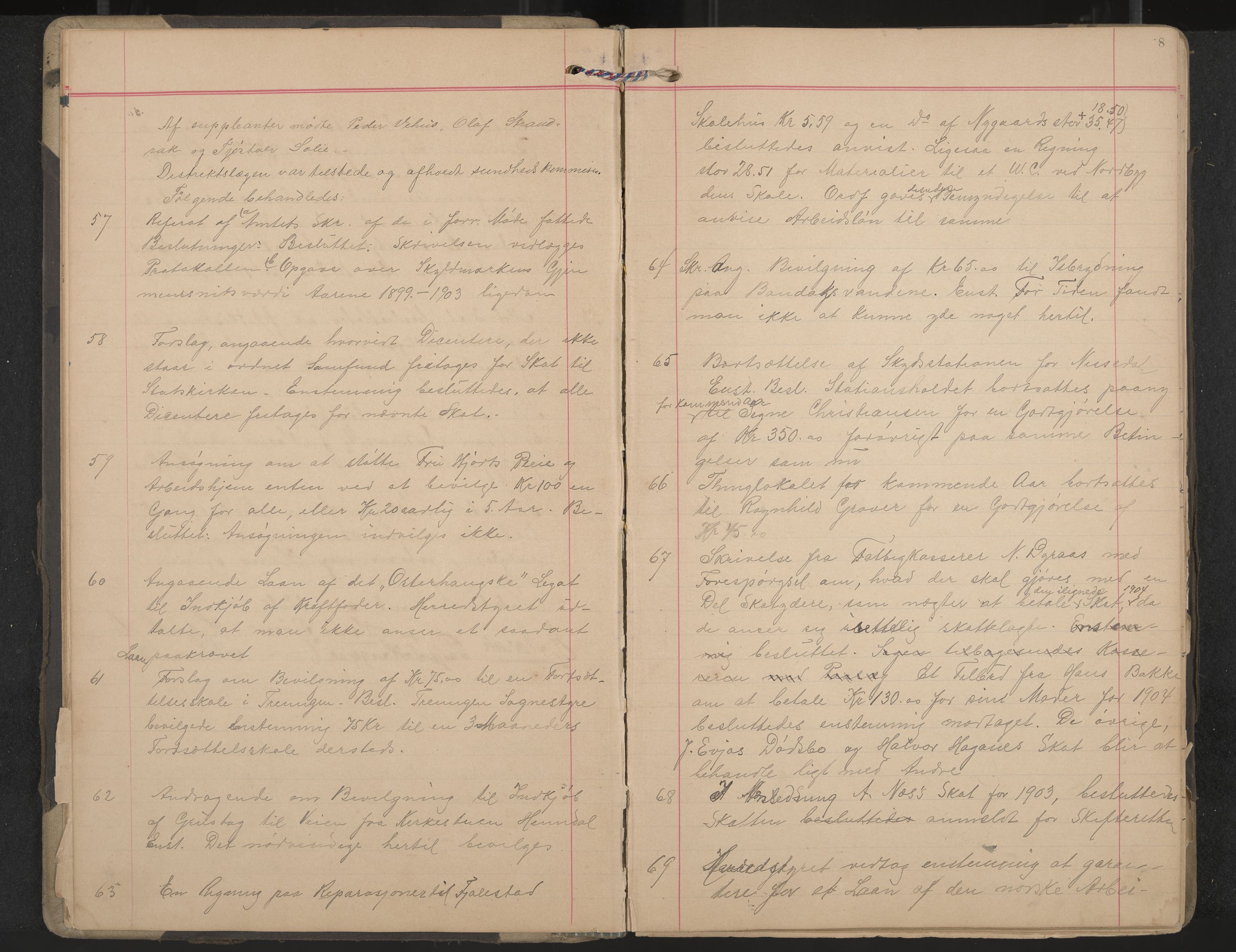 Nissedal formannskap og sentraladministrasjon, IKAK/0830021-1/A/L0004: Møtebok, 1904-1912, p. 8