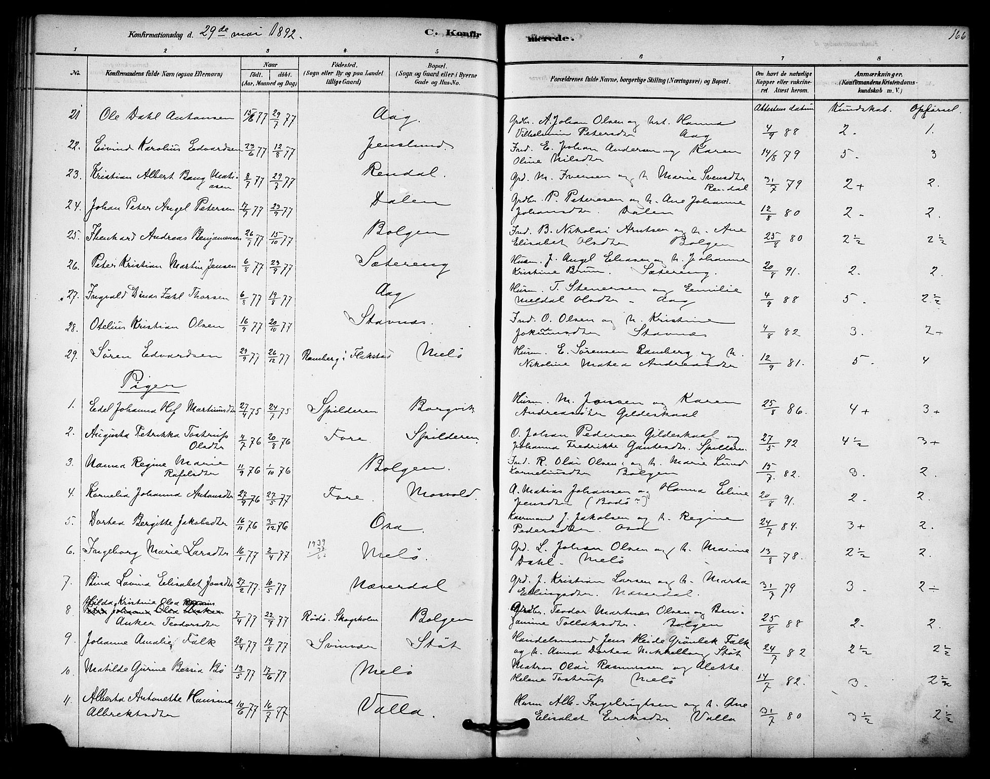 Ministerialprotokoller, klokkerbøker og fødselsregistre - Nordland, AV/SAT-A-1459/843/L0626: Parish register (official) no. 843A01, 1878-1907, p. 166