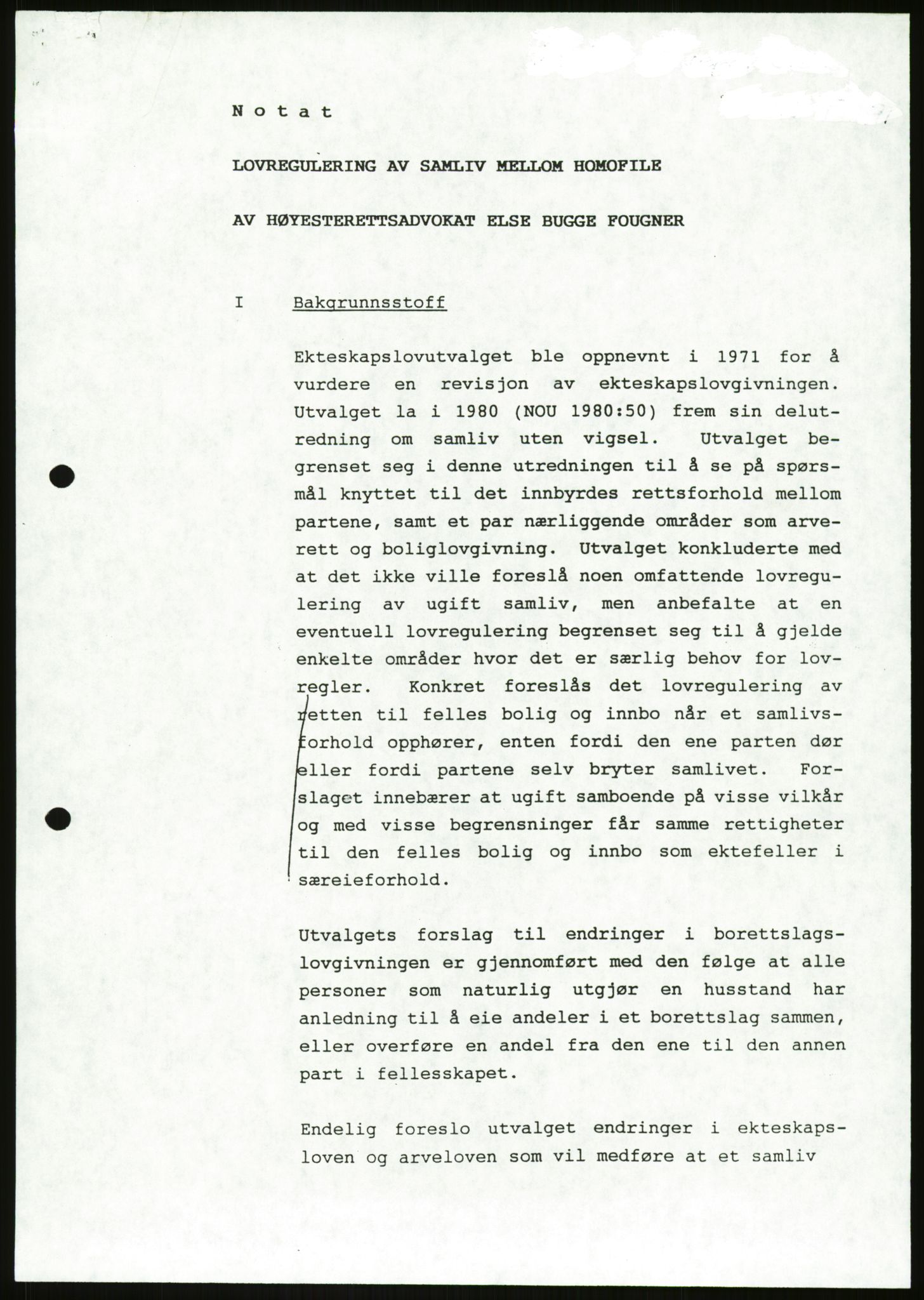 Det Norske Forbundet av 1948/Landsforeningen for Lesbisk og Homofil Frigjøring, AV/RA-PA-1216/D/Da/L0001: Partnerskapsloven, 1990-1993, p. 881