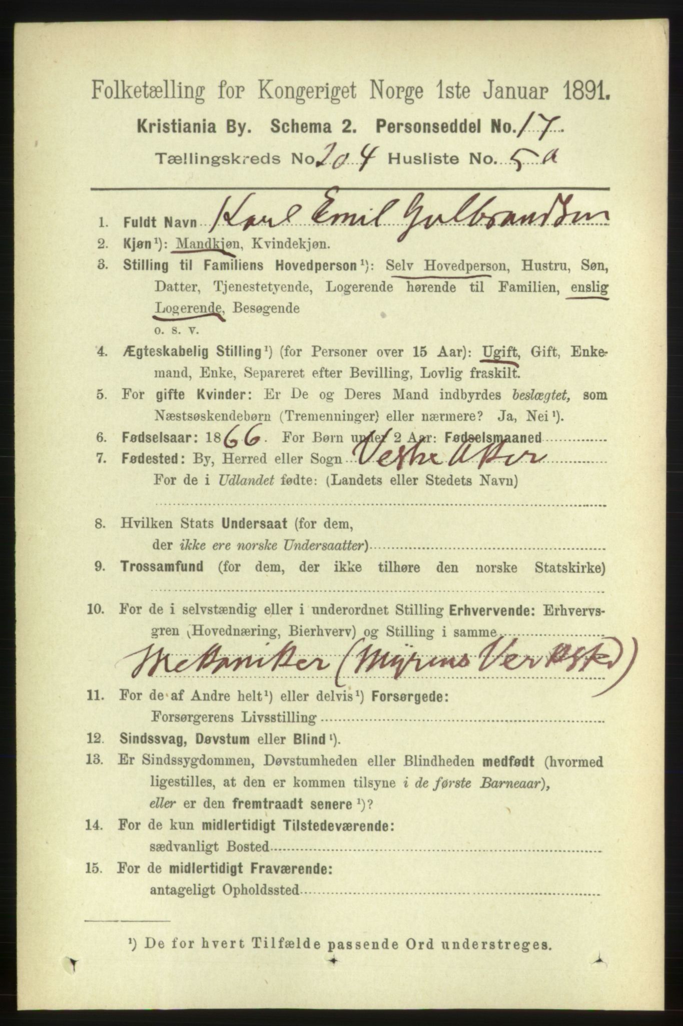 RA, 1891 census for 0301 Kristiania, 1891, p. 123217