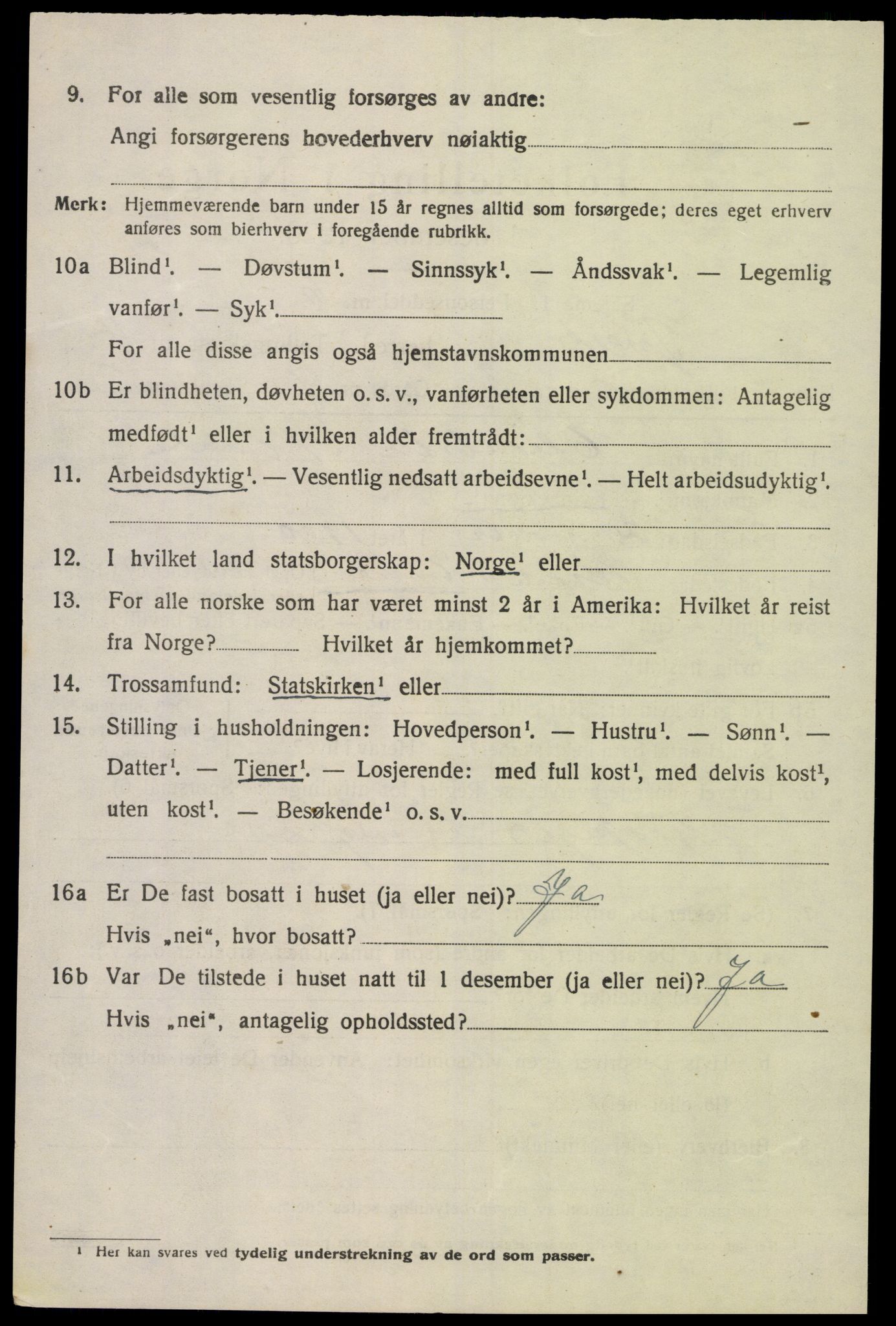 SAK, 1920 census for Tveit, 1920, p. 2011