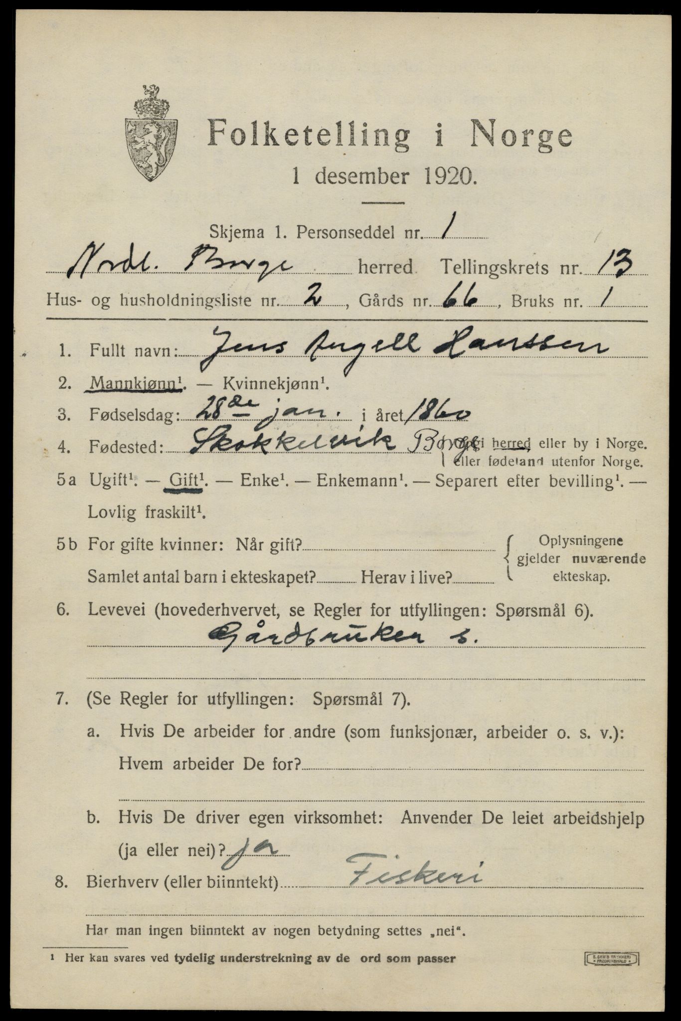 SAT, 1920 census for Borge, 1920, p. 10305