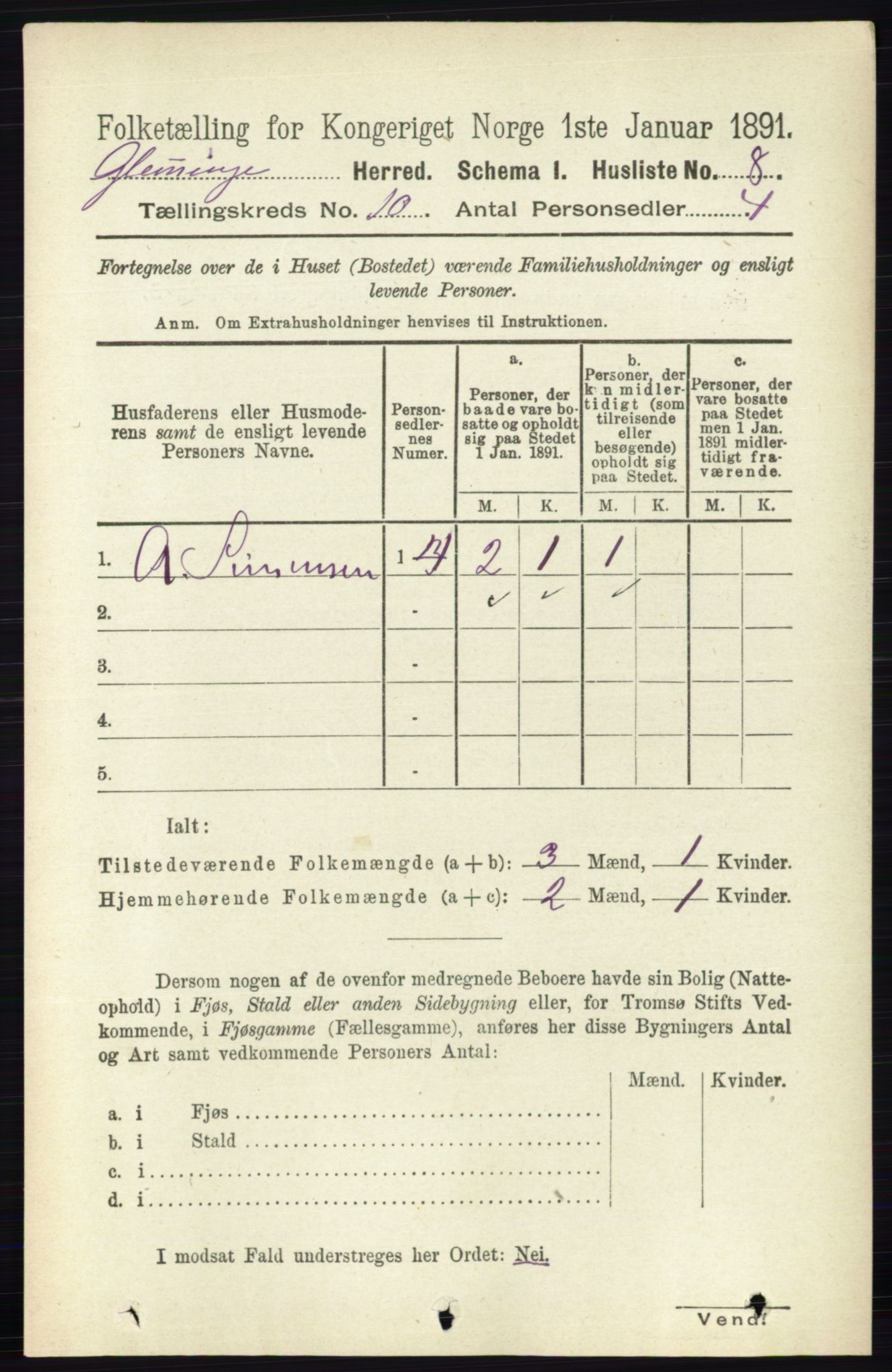 RA, 1891 census for 0132 Glemmen, 1891, p. 9908