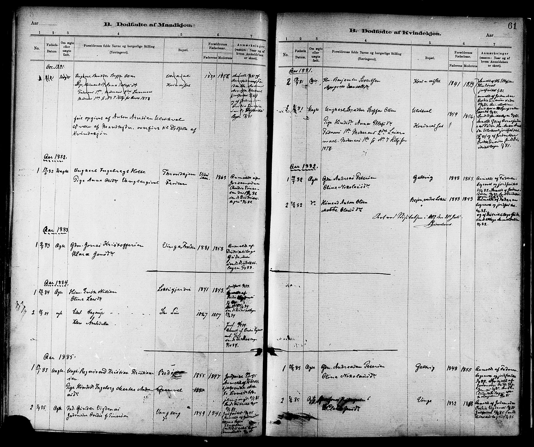 Ministerialprotokoller, klokkerbøker og fødselsregistre - Nord-Trøndelag, AV/SAT-A-1458/713/L0120: Parish register (official) no. 713A09, 1878-1887, p. 61