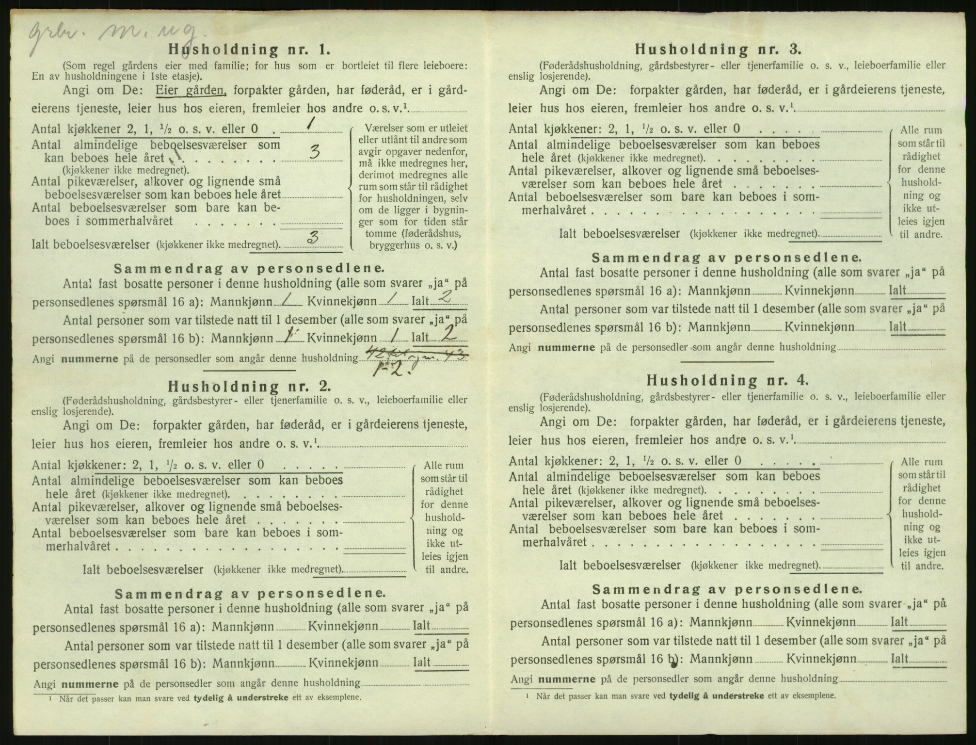 SAK, 1920 census for Herefoss, 1920, p. 45