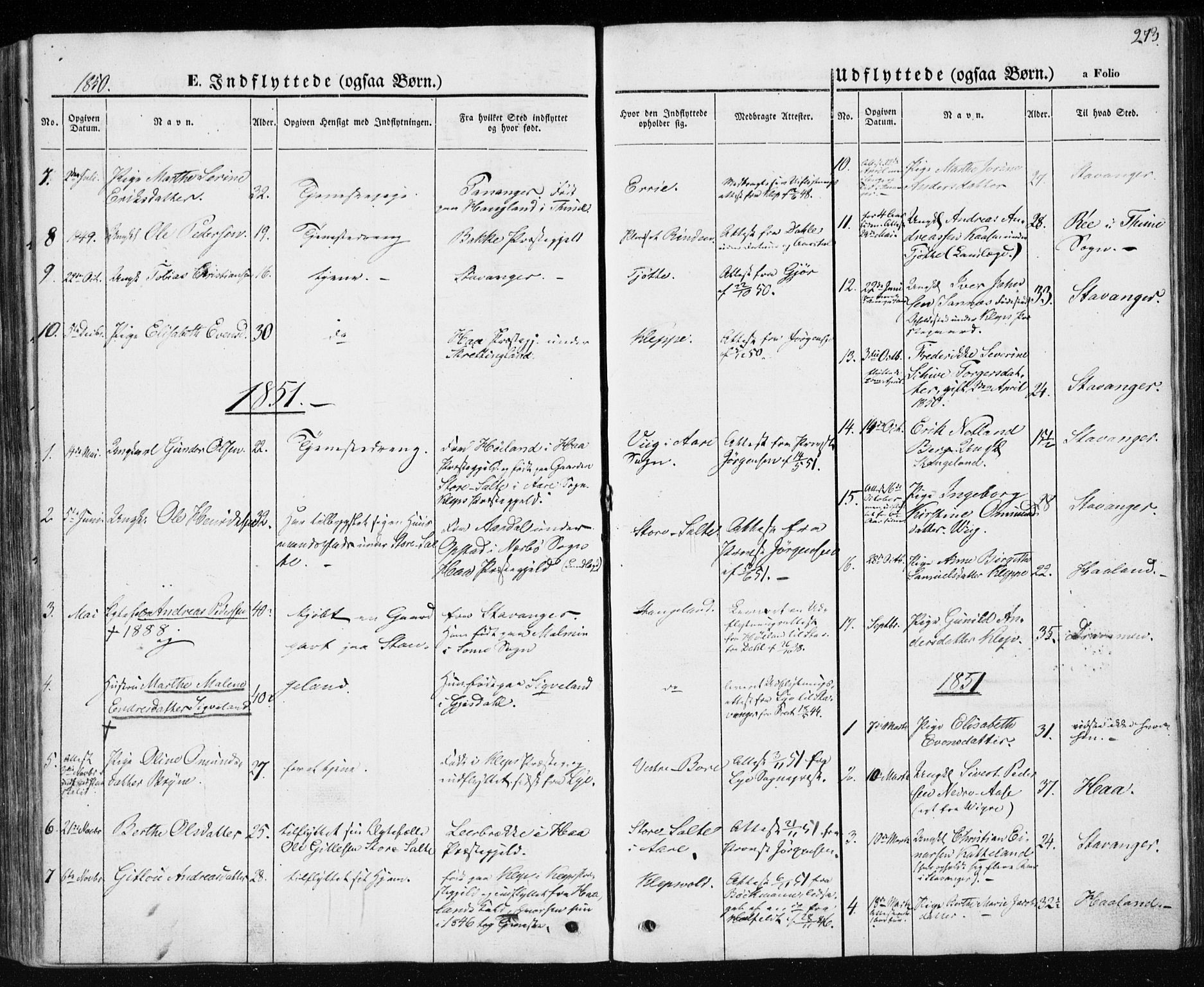 Klepp sokneprestkontor, SAST/A-101803/001/3/30BA/L0004: Parish register (official) no. A 4, 1842-1852, p. 273