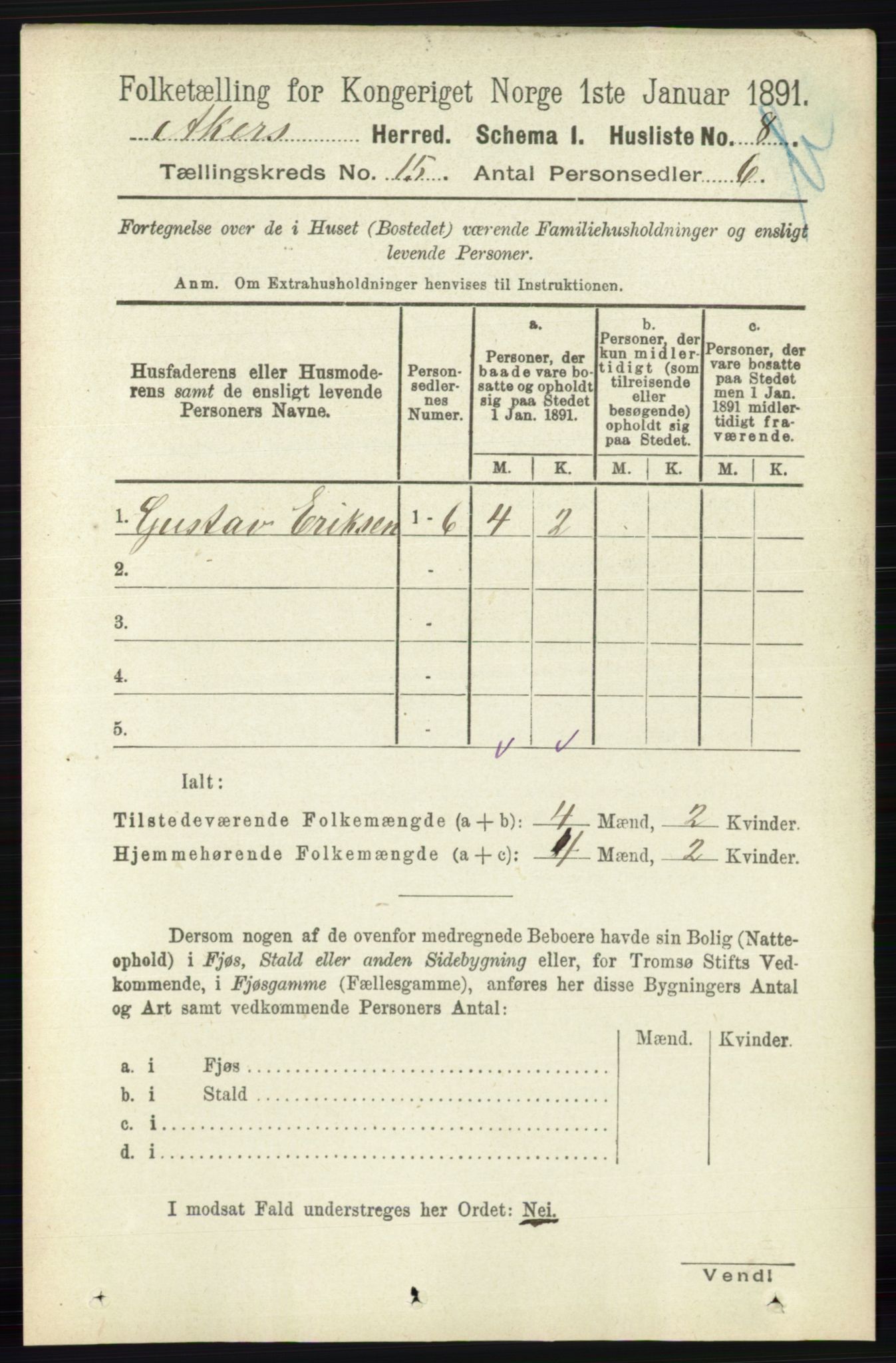 RA, 1891 census for 0218 Aker, 1891, p. 13259