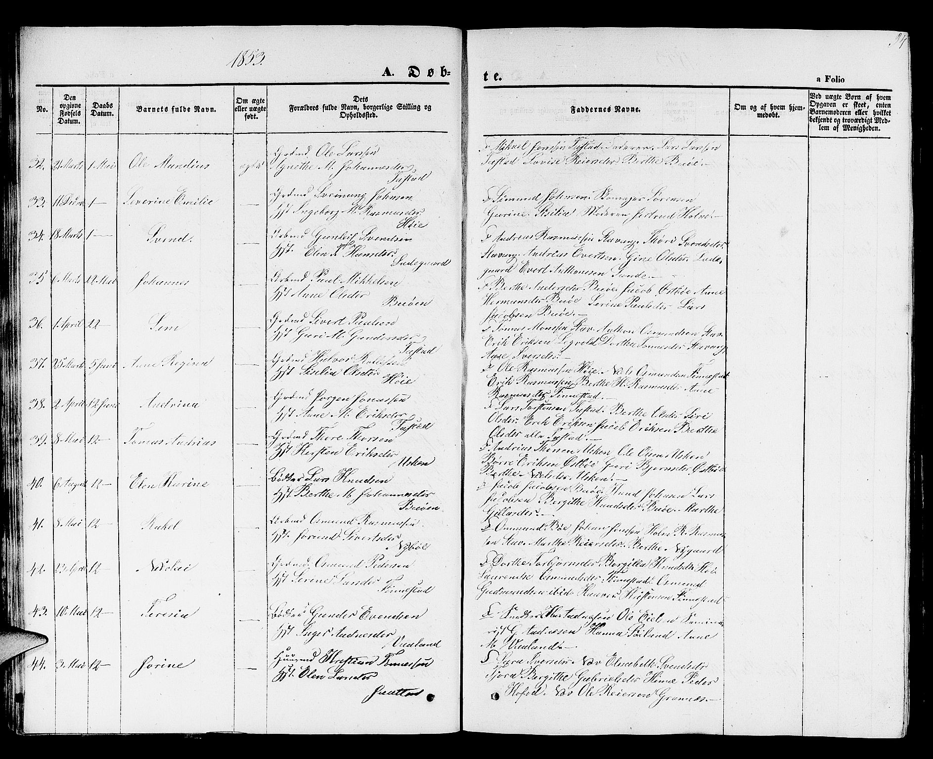 Hetland sokneprestkontor, SAST/A-101826/30/30BB/L0001: Parish register (copy) no. B 1, 1850-1868, p. 34