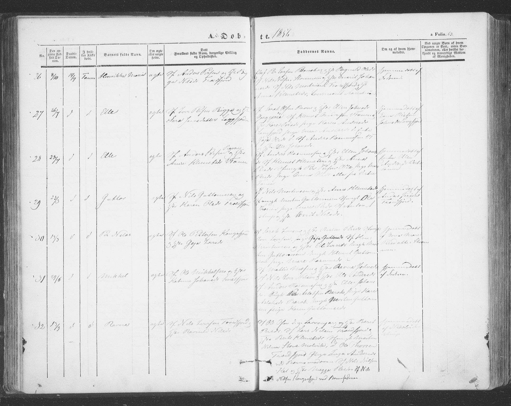 Tana sokneprestkontor, SATØ/S-1334/H/Ha/L0001kirke: Parish register (official) no. 1, 1846-1861, p. 63