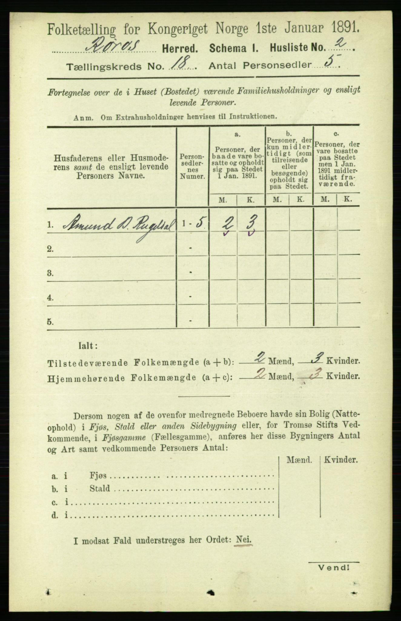 RA, 1891 census for 1640 Røros, 1891, p. 4802