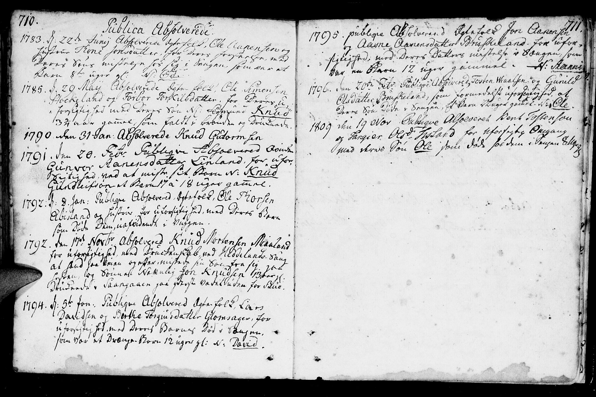 Holum sokneprestkontor, SAK/1111-0022/F/Fa/Fab/L0004: Parish register (official) no. A 4, 1774-1847, p. 710-711