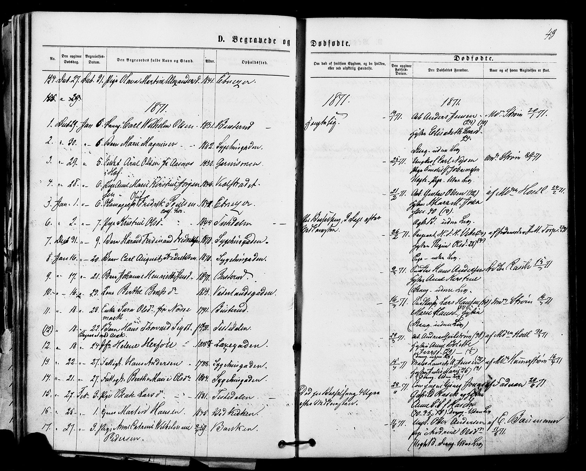 Halden prestekontor Kirkebøker, SAO/A-10909/F/Fa/L0010: Parish register (official) no. I 10, 1866-1877, p. 43