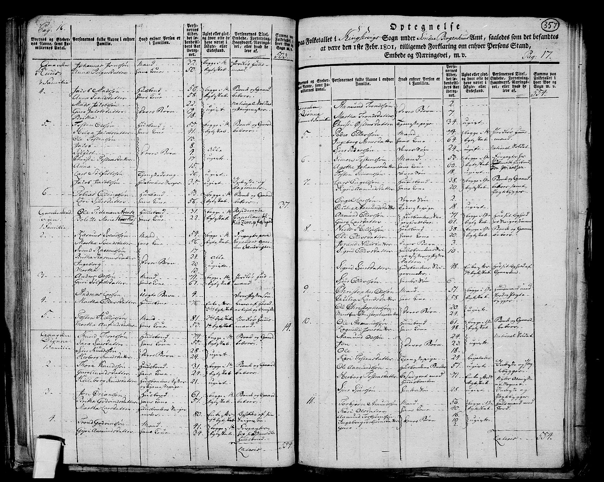 RA, 1801 census for 1230P Kinsarvik, 1801, p. 356b-357a