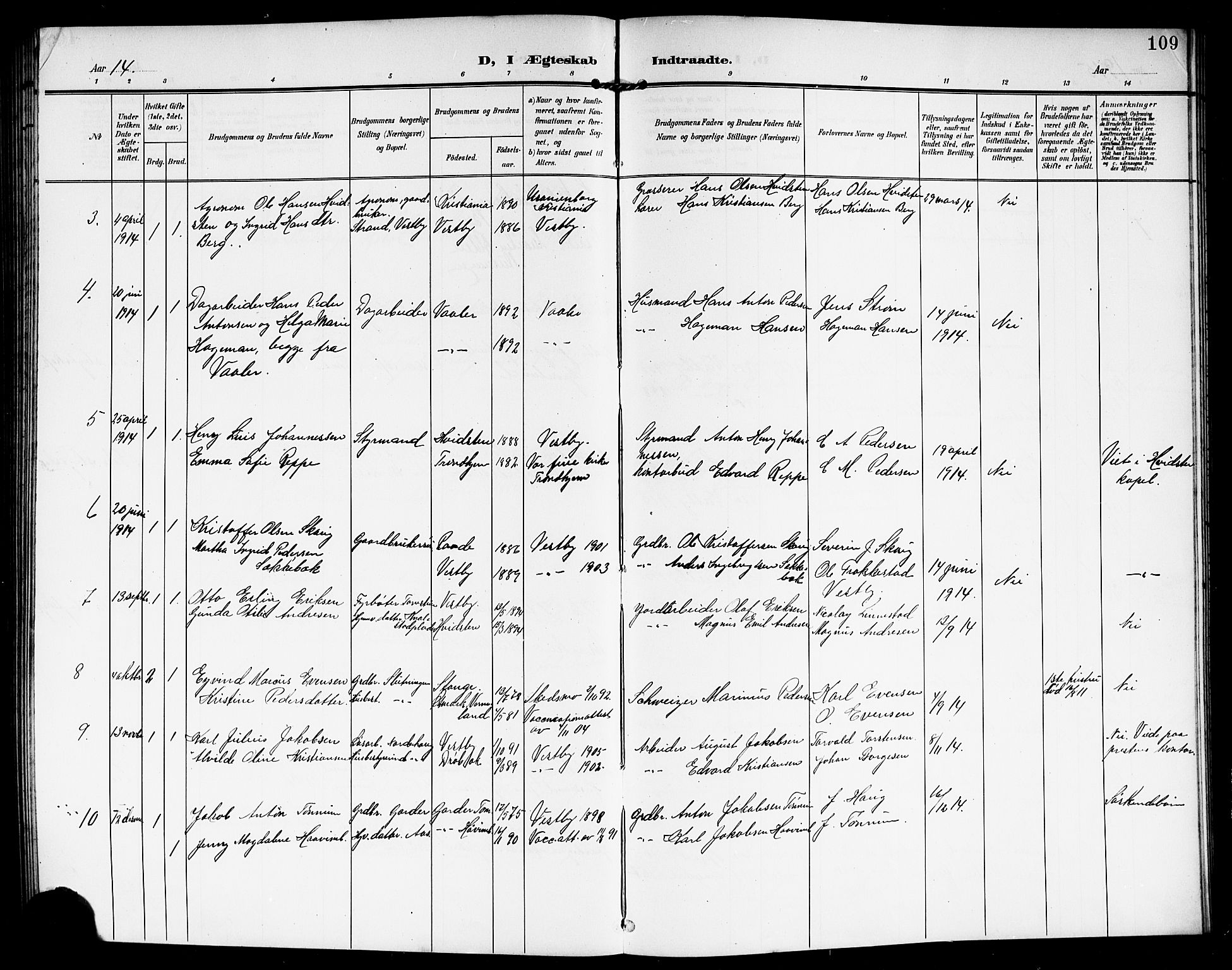 Vestby prestekontor Kirkebøker, SAO/A-10893/G/Ga/L0002: Parish register (copy) no. I 2, 1903-1916, p. 109