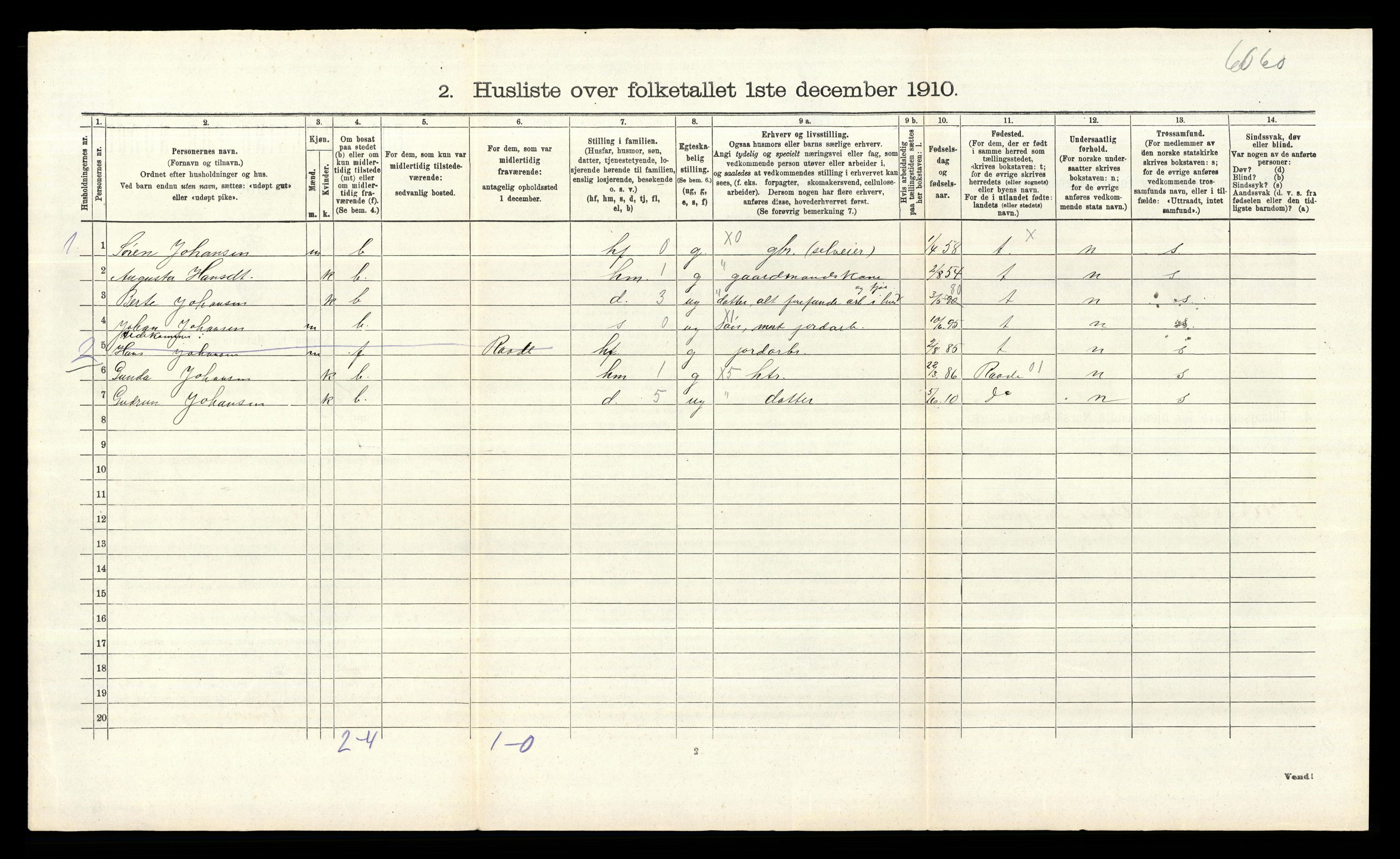 RA, 1910 census for Rygge, 1910, p. 613