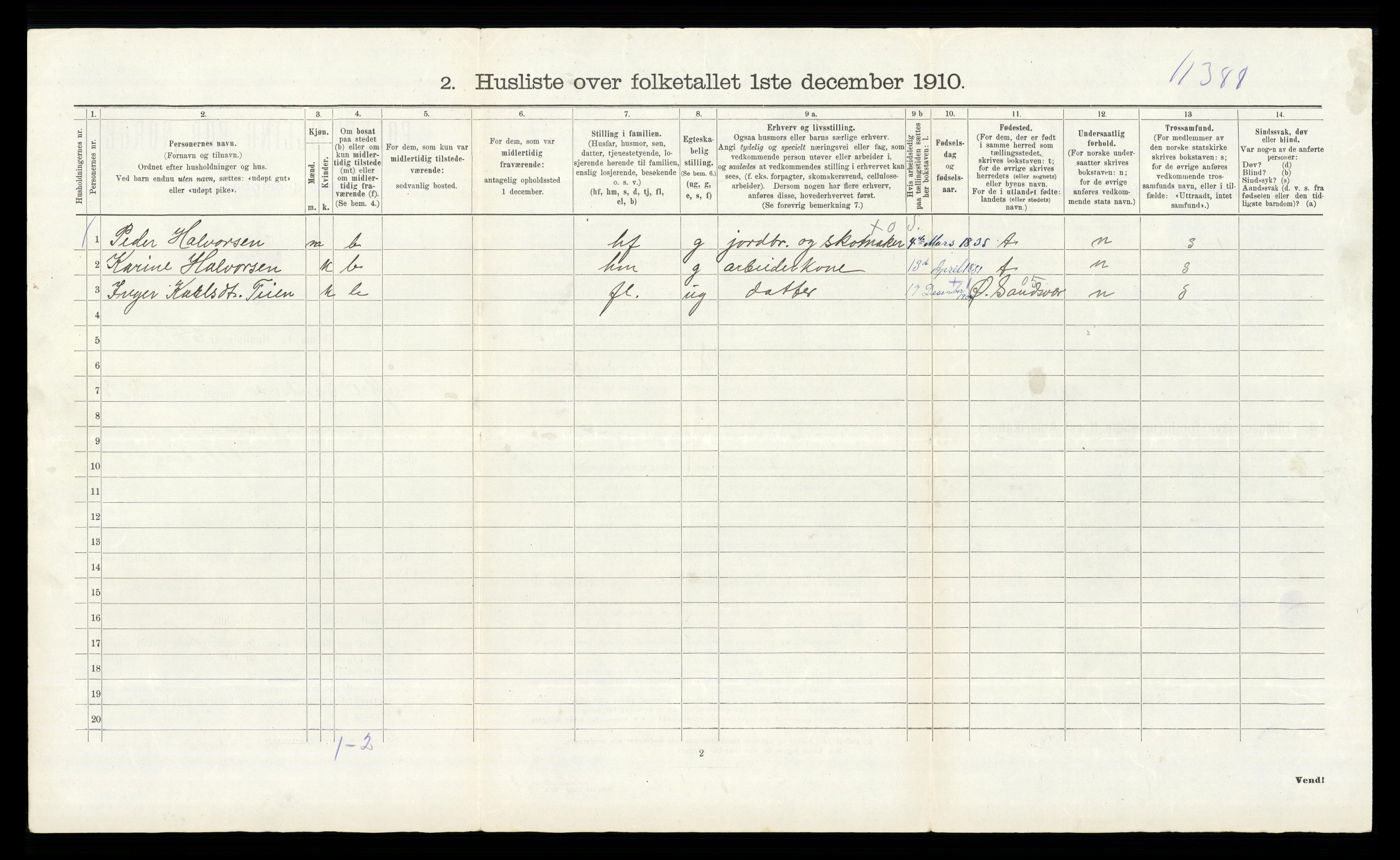 RA, 1910 census for Ytre Sandsvær, 1910, p. 937