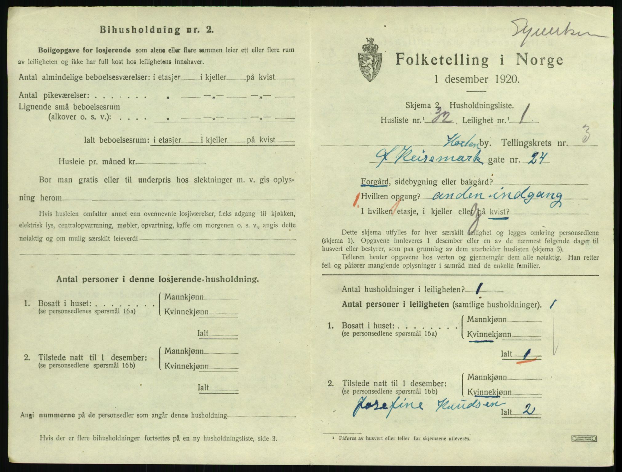 SAKO, 1920 census for Horten, 1920, p. 4233