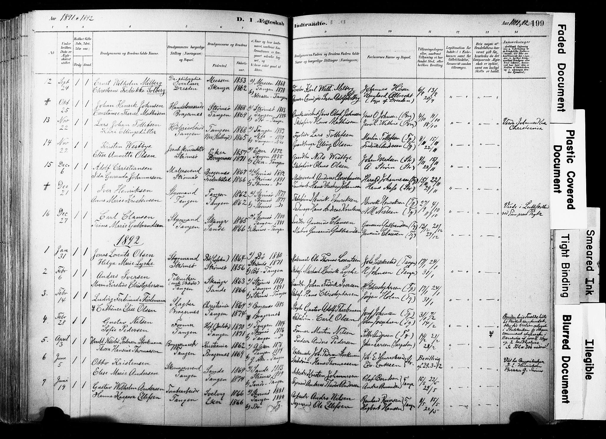 Strømsø kirkebøker, SAKO/A-246/F/Fb/L0006: Parish register (official) no. II 6, 1879-1910, p. 199