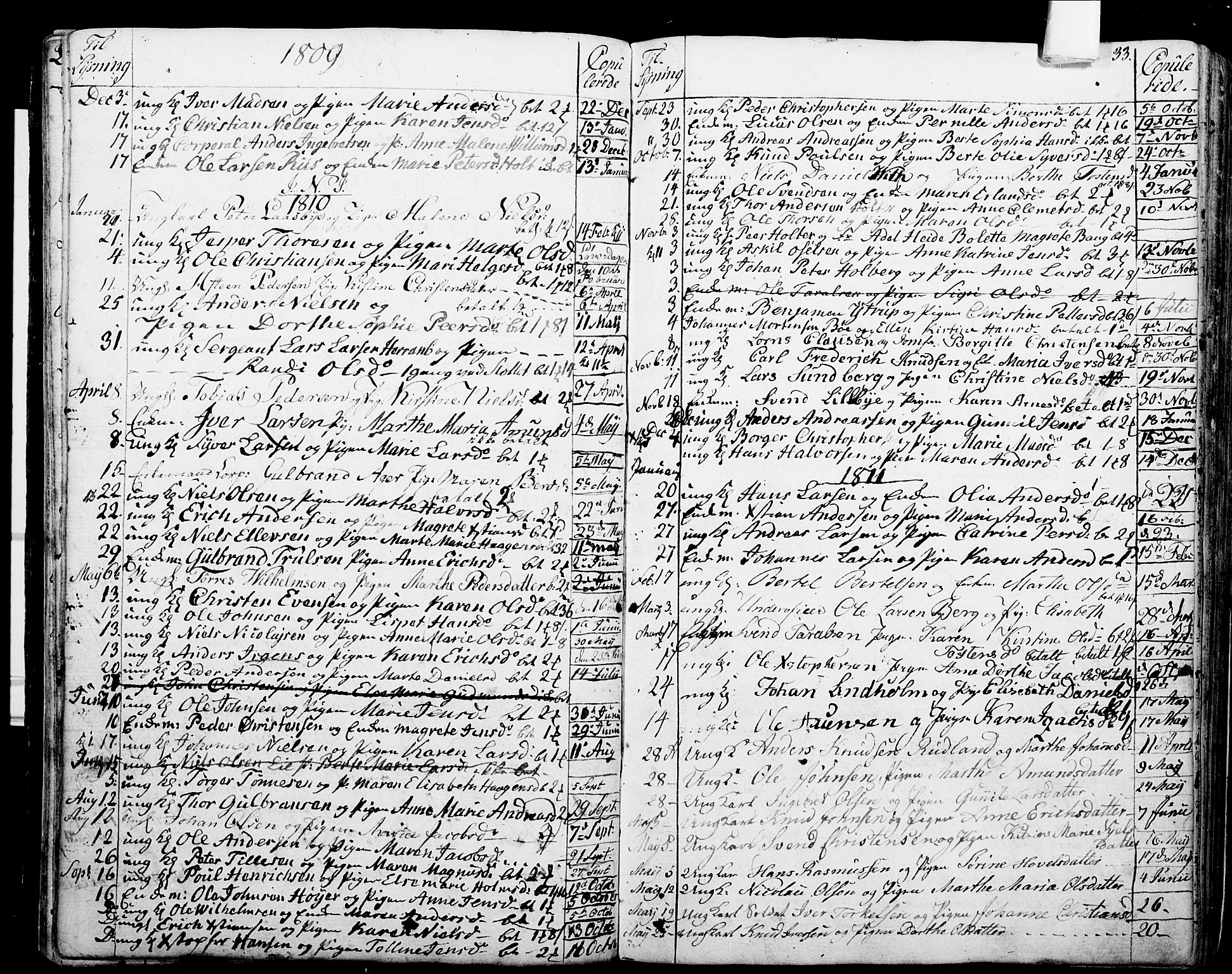 Garnisonsmenigheten Kirkebøker, AV/SAO-A-10846/G/Ga/L0001: Parish register (copy) no. 1, 1796-1814, p. 32-33