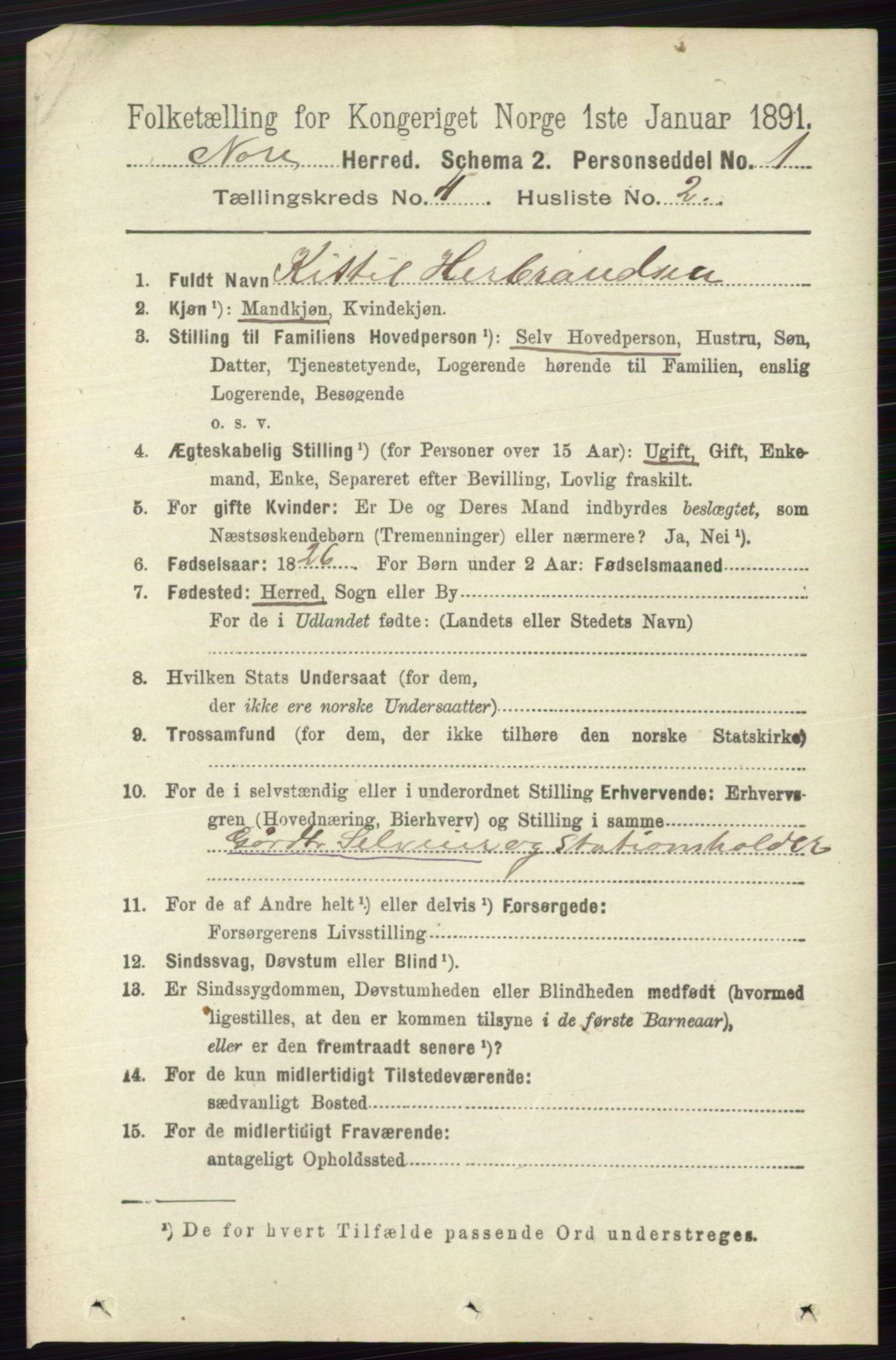 RA, 1891 census for 0633 Nore, 1891, p. 1271