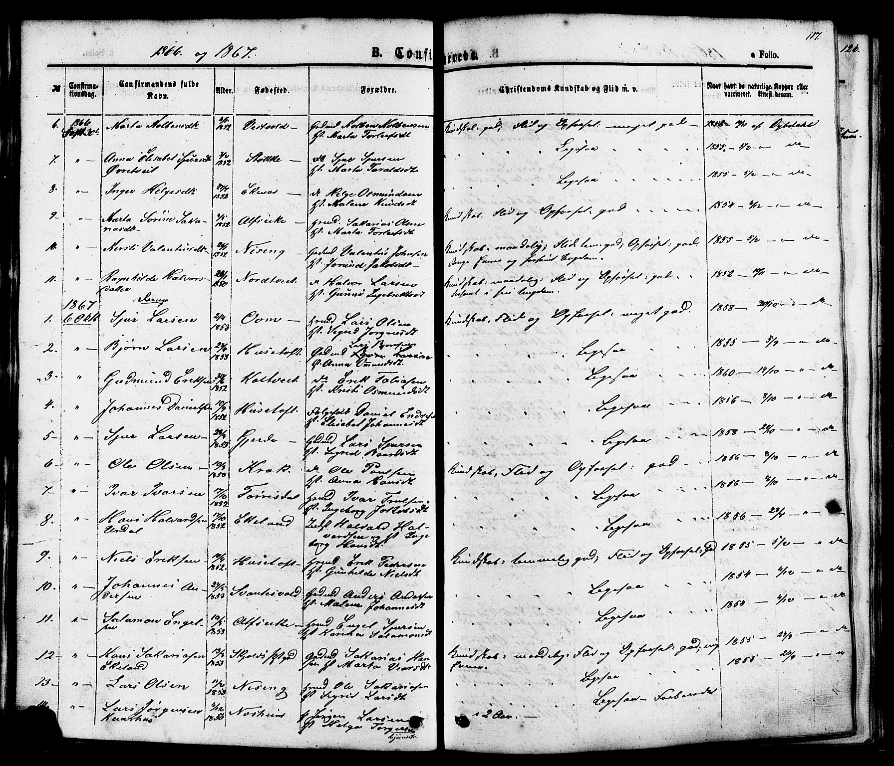 Skjold sokneprestkontor, AV/SAST-A-101847/H/Ha/Haa/L0007: Parish register (official) no. A 7, 1857-1882, p. 117