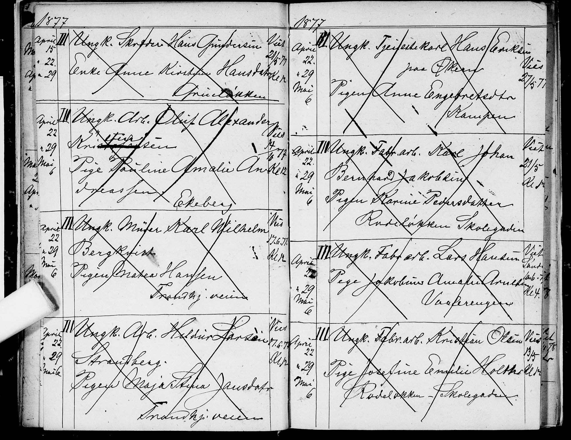 Østre Aker prestekontor Kirkebøker, AV/SAO-A-10840/H/Ha/L0003: Banns register no. I 3, 1873-1878