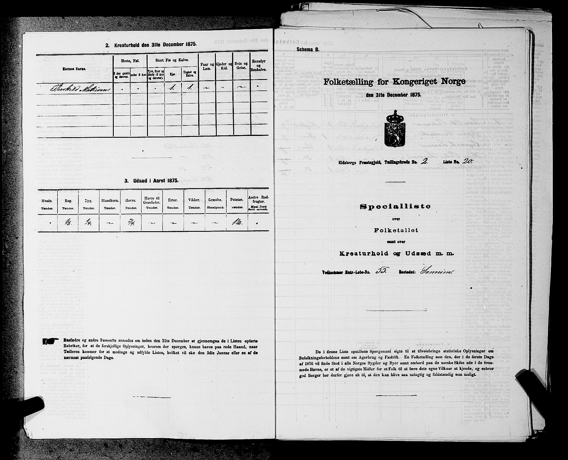 RA, 1875 census for 0125P Eidsberg, 1875, p. 389