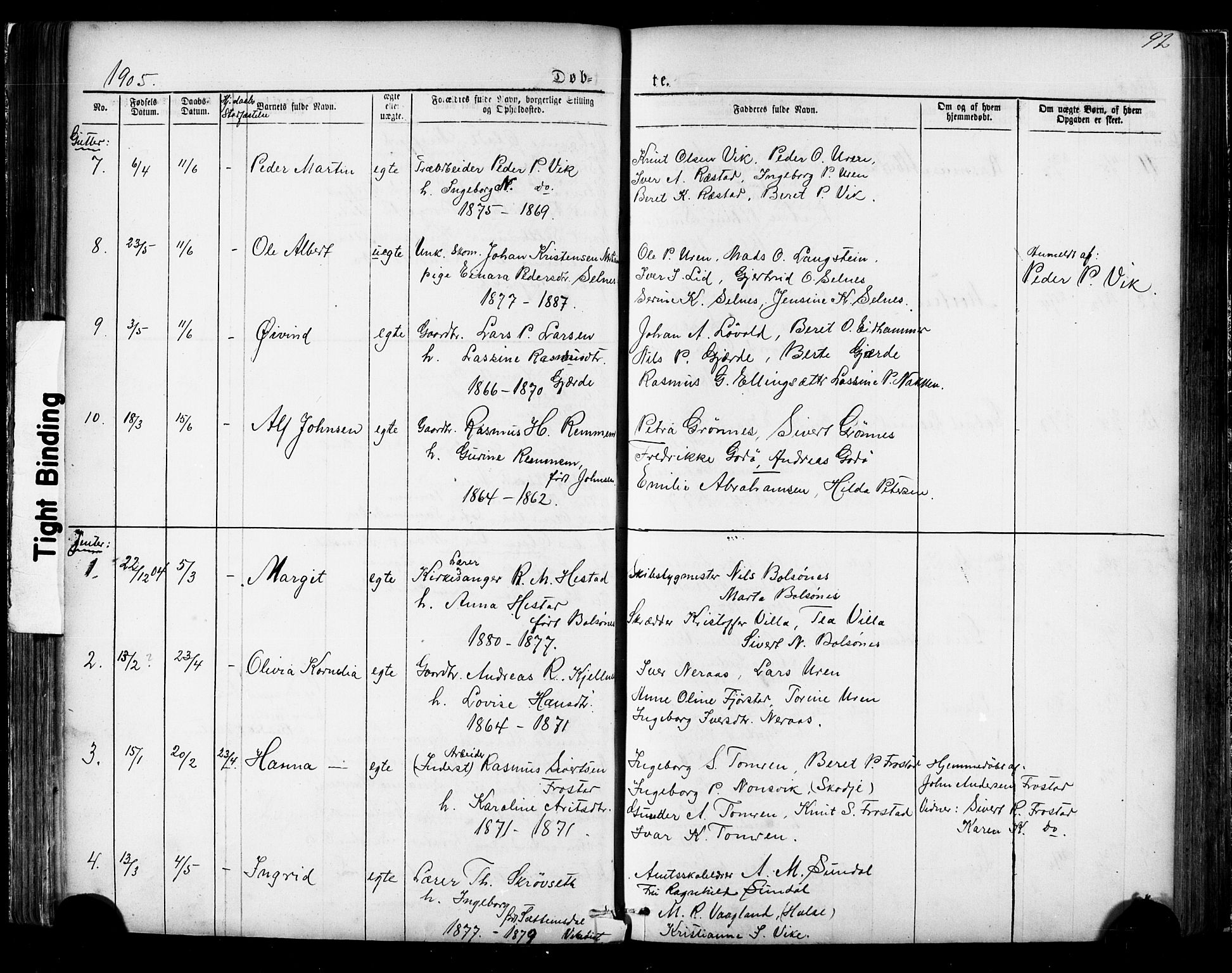 Ministerialprotokoller, klokkerbøker og fødselsregistre - Møre og Romsdal, AV/SAT-A-1454/539/L0536: Parish register (copy) no. 539C02, 1867-1913, p. 92