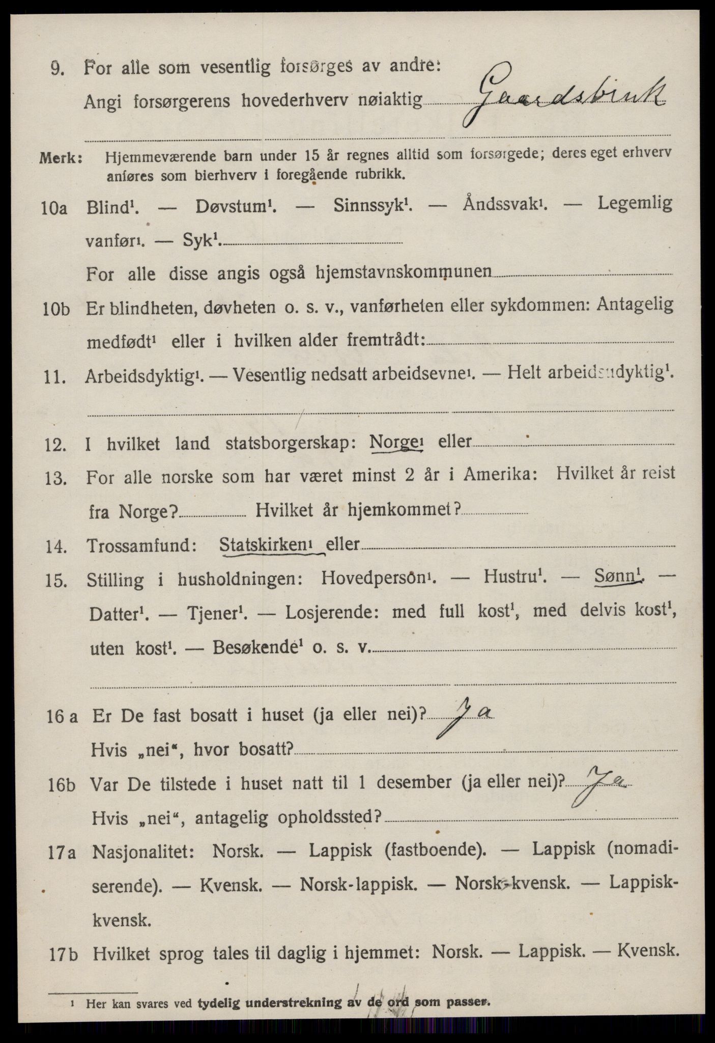 SAT, 1920 census for Å, 1920, p. 2721