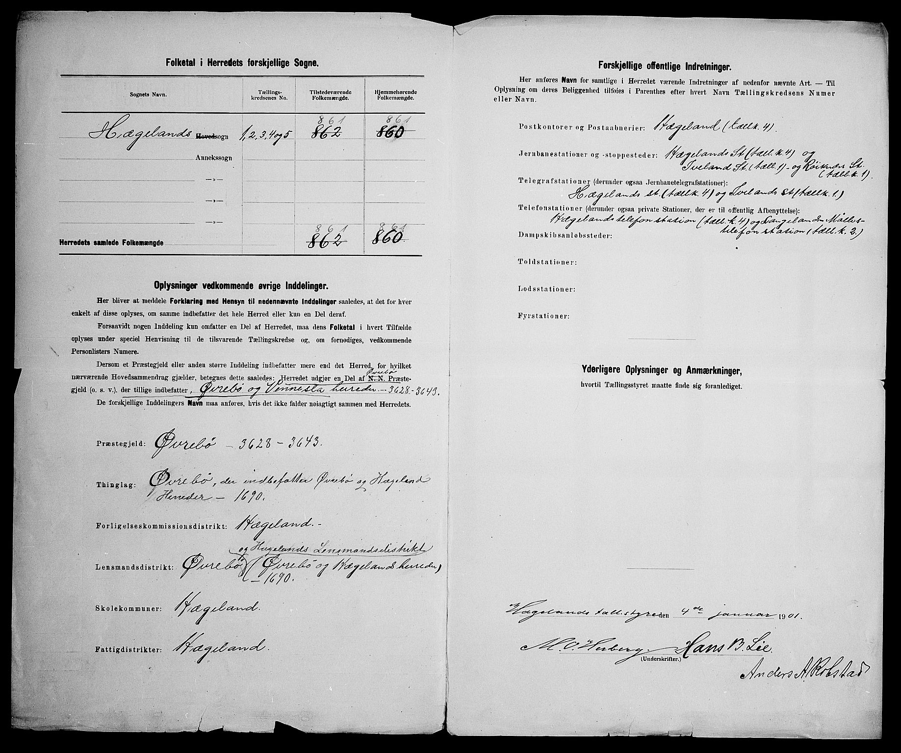 SAK, 1900 census for Hægeland, 1900, p. 3