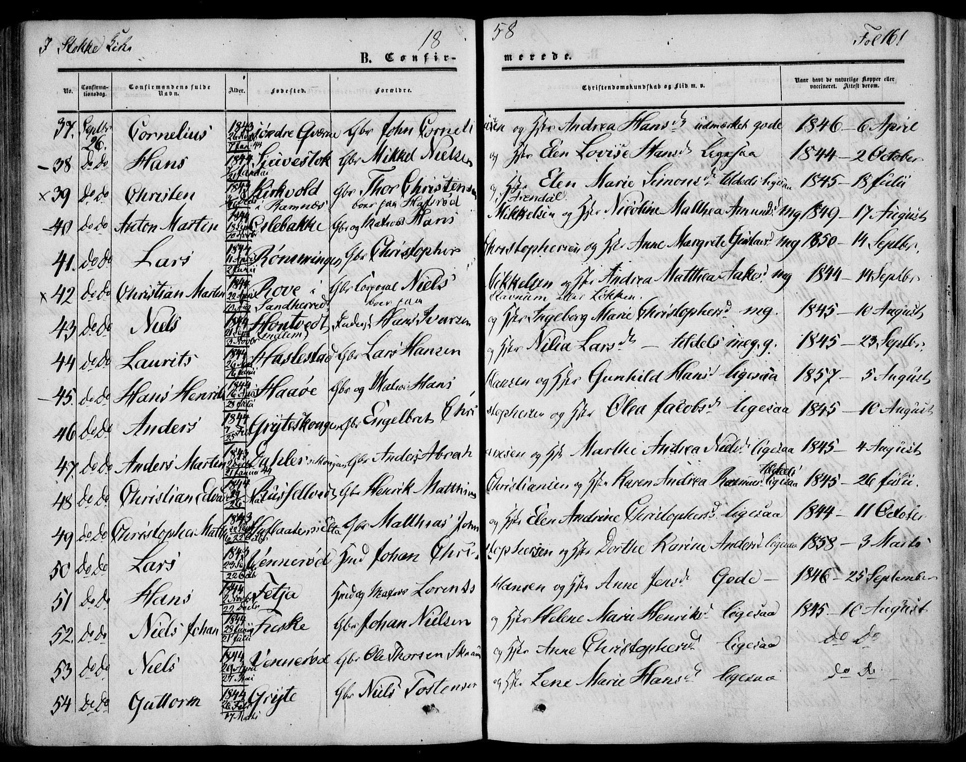 Stokke kirkebøker, AV/SAKO-A-320/F/Fa/L0008: Parish register (official) no. I 8, 1858-1871, p. 161