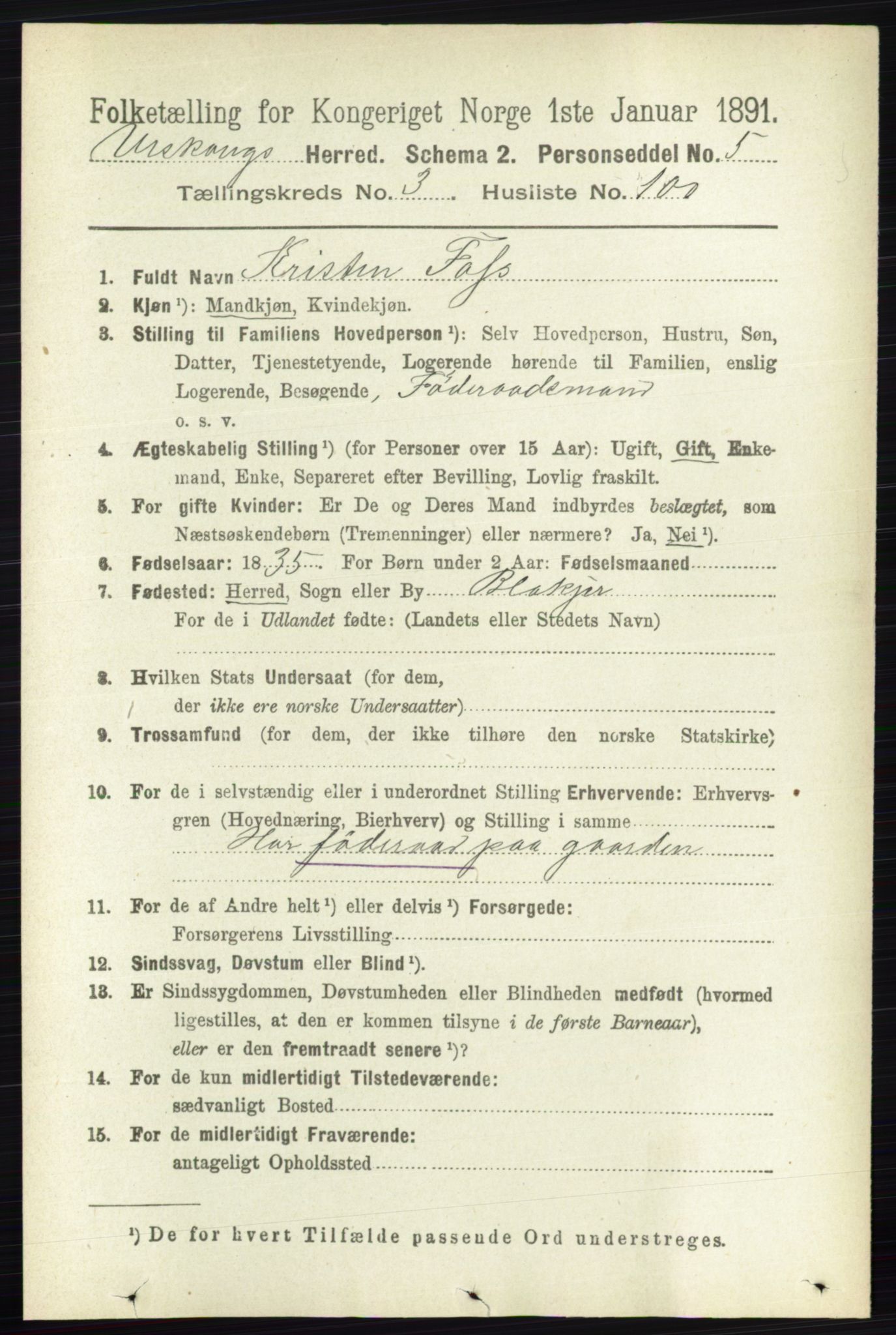 RA, 1891 census for 0224 Aurskog, 1891, p. 1112