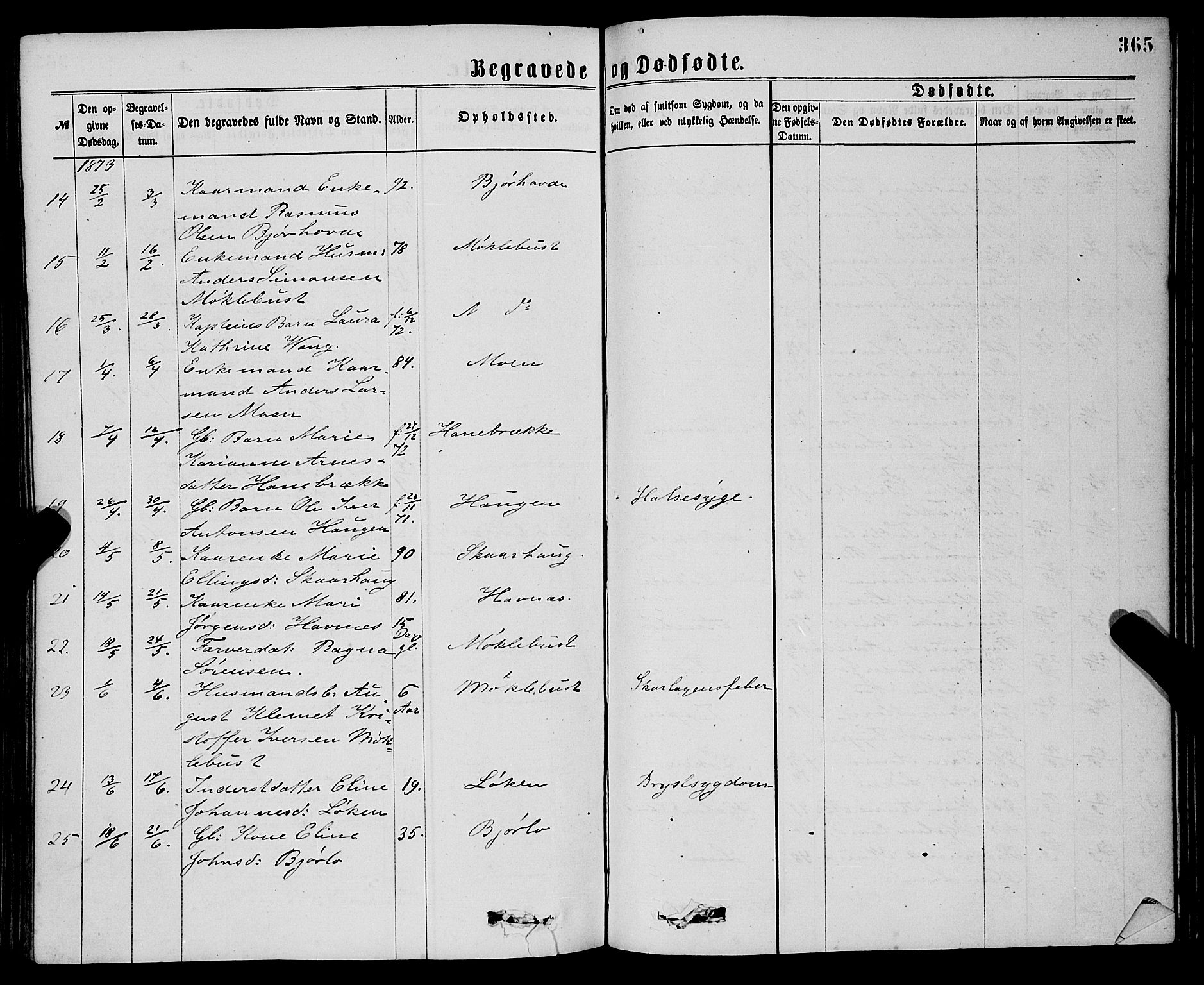 Eid sokneprestembete, AV/SAB-A-82301/H/Haa/Haaa/L0010: Parish register (official) no. A 10, 1867-1878, p. 365