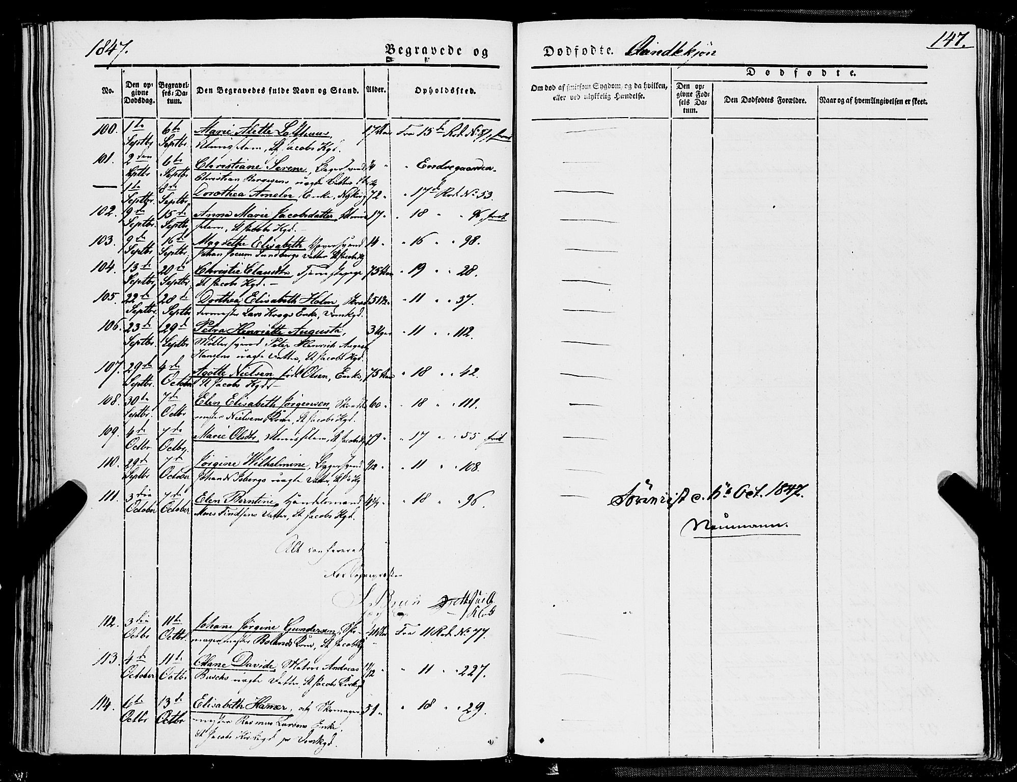 Domkirken sokneprestembete, AV/SAB-A-74801/H/Haa/L0040: Parish register (official) no. E 1, 1841-1853, p. 147