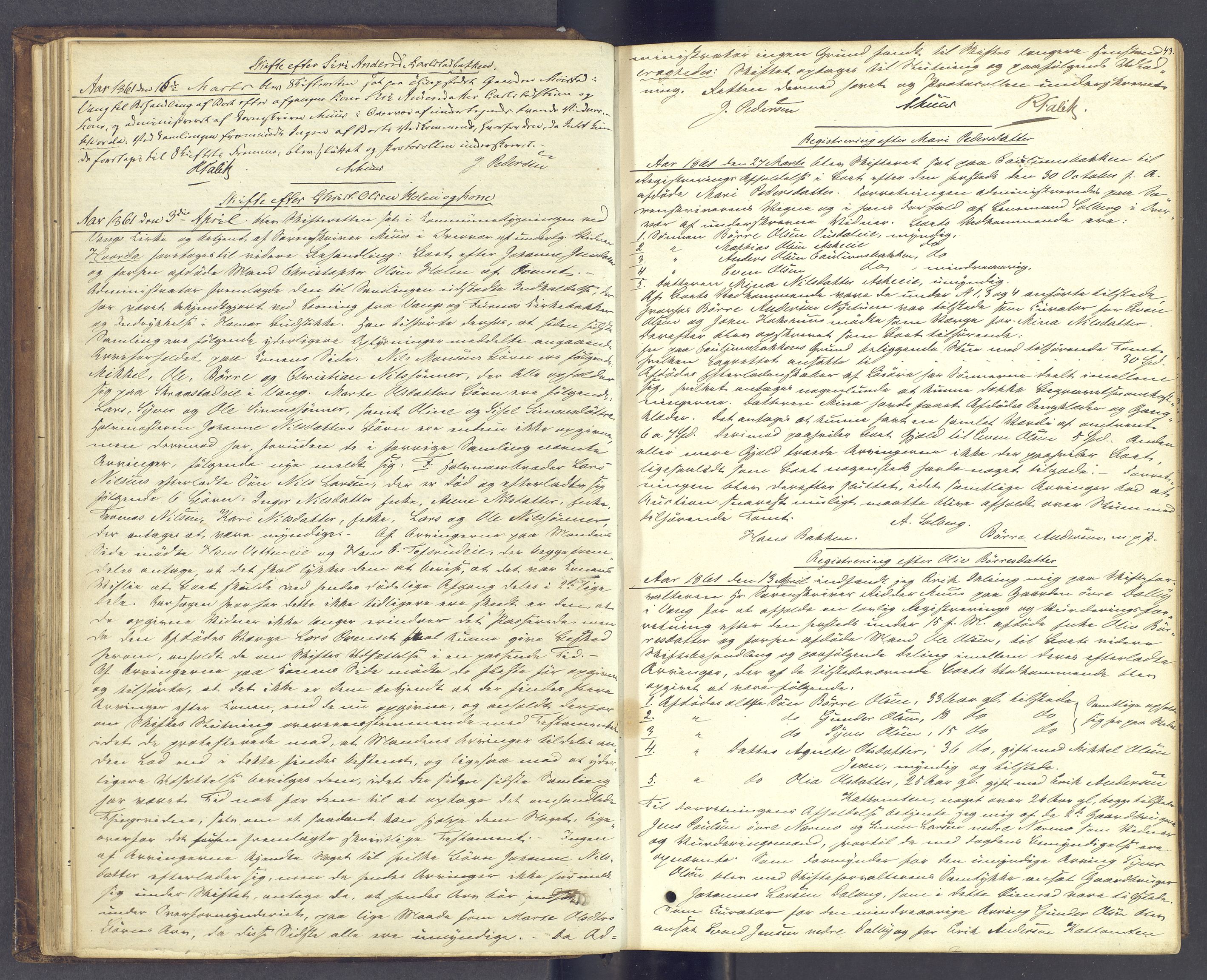 Nord-Hedmark sorenskriveri, AV/SAH-TING-012/J/Ja/L0013: Skifteprotokoll, 1860-1867, p. 42b-43a