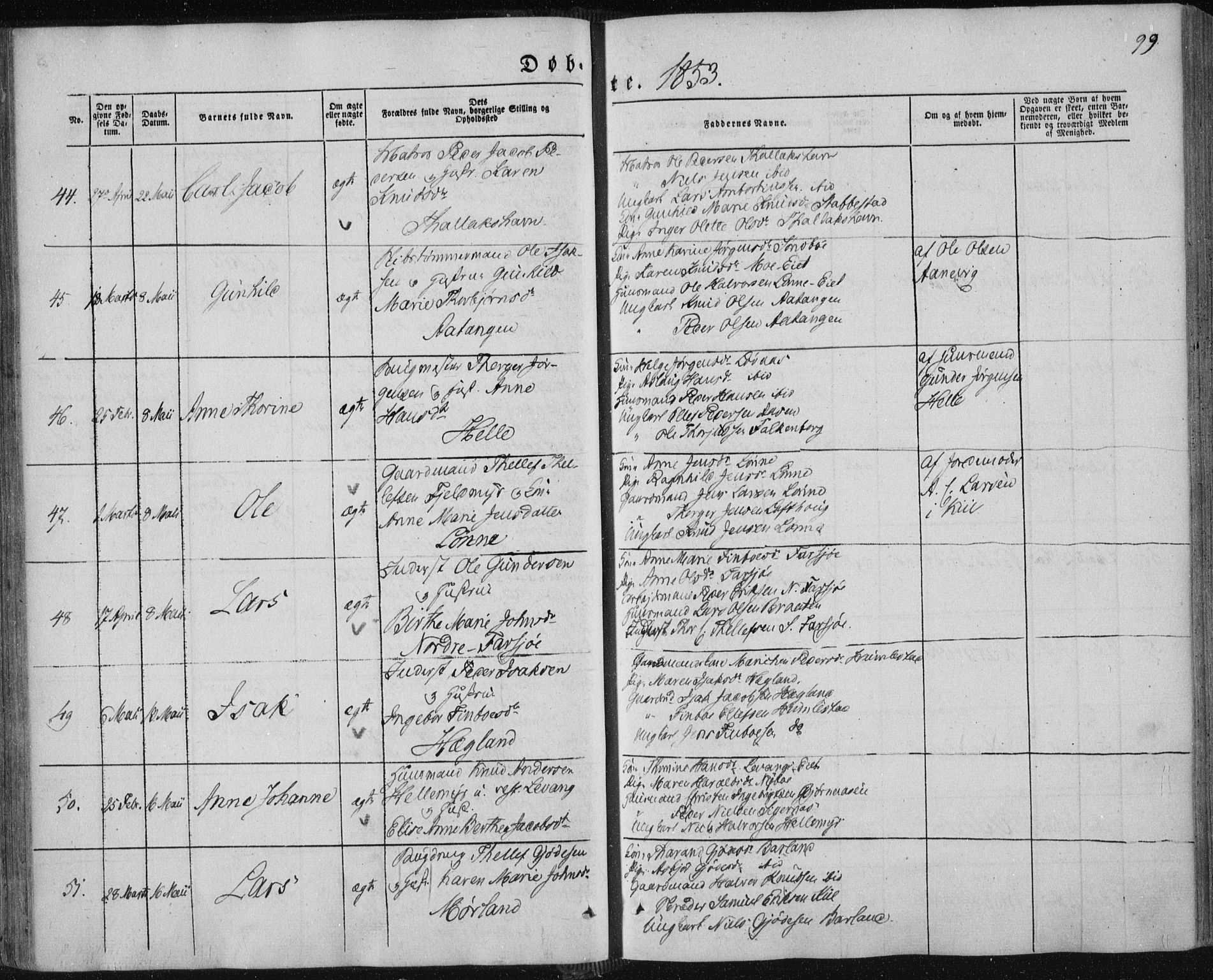 Sannidal kirkebøker, AV/SAKO-A-296/F/Fa/L0008: Parish register (official) no. 8, 1847-1862, p. 99